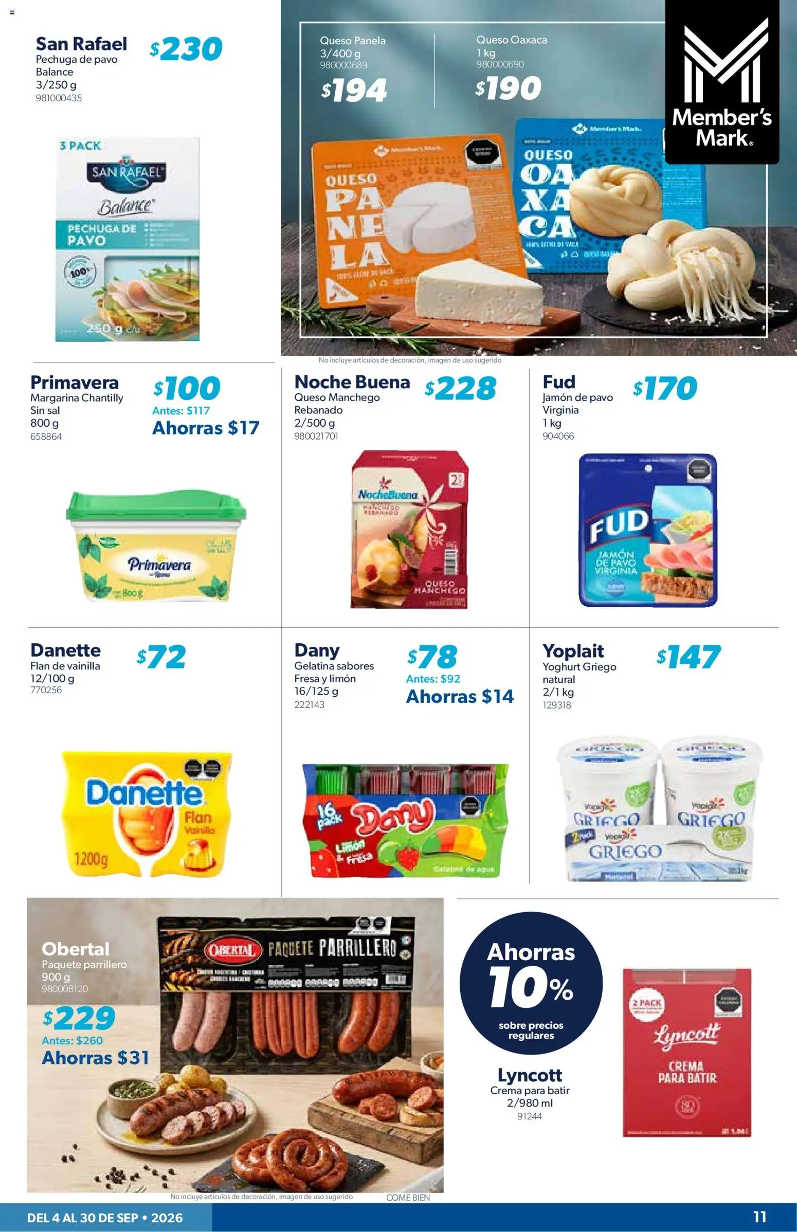 Nuevas ofertas de Sam's Club válidas en toda la República Mexicana desde el 04/09/2026. ¡Encuentra las mejores ofertas en Sam's Club catálogo! | Página: 11 | Productos: Fresa, Crema, Jamón, Vainilla