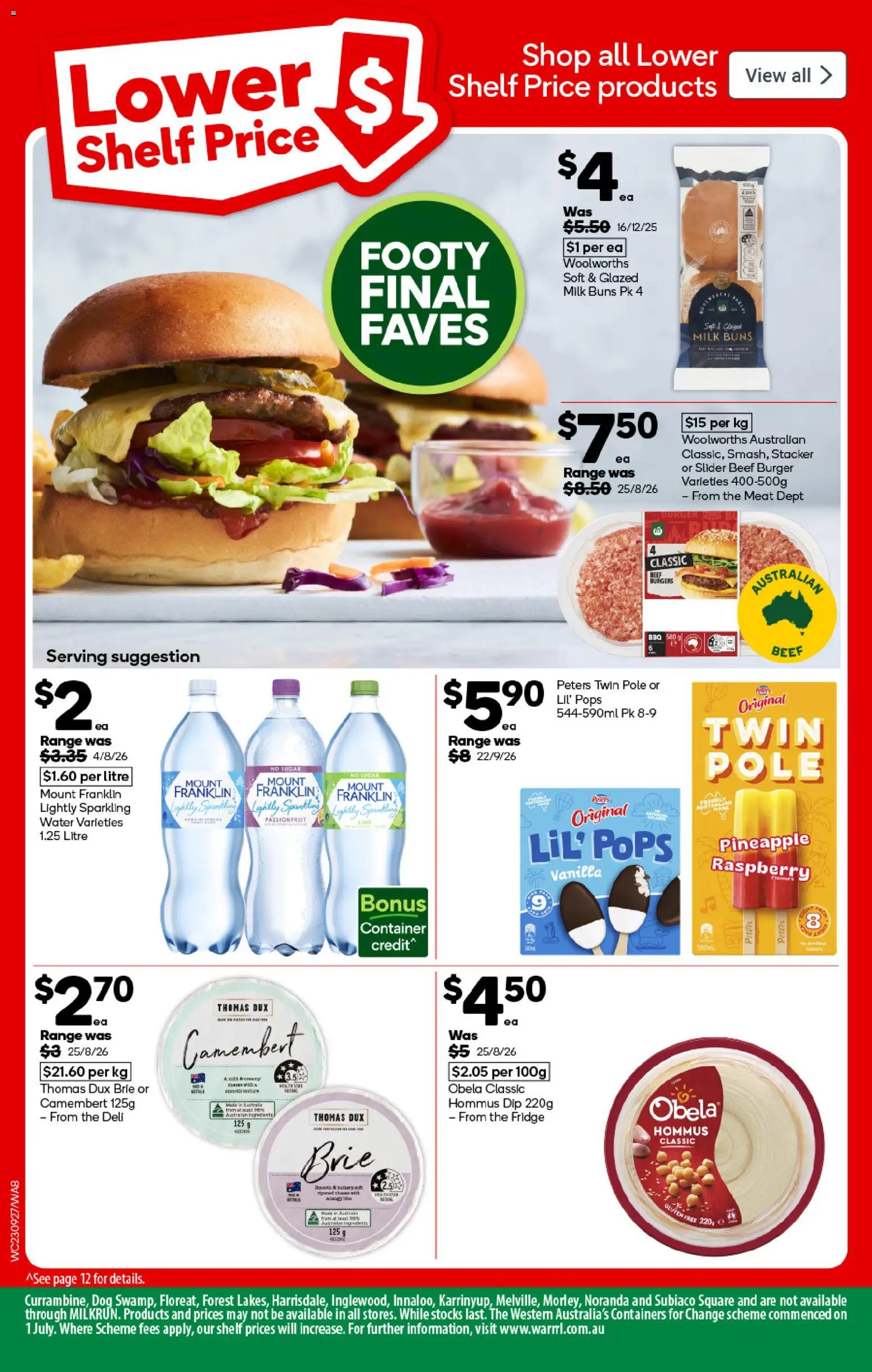 Woolworths catalogue - valid from 23/09/2026 | Page: 8 | Products: Shelf, Burgers, Pineapple, Fridge