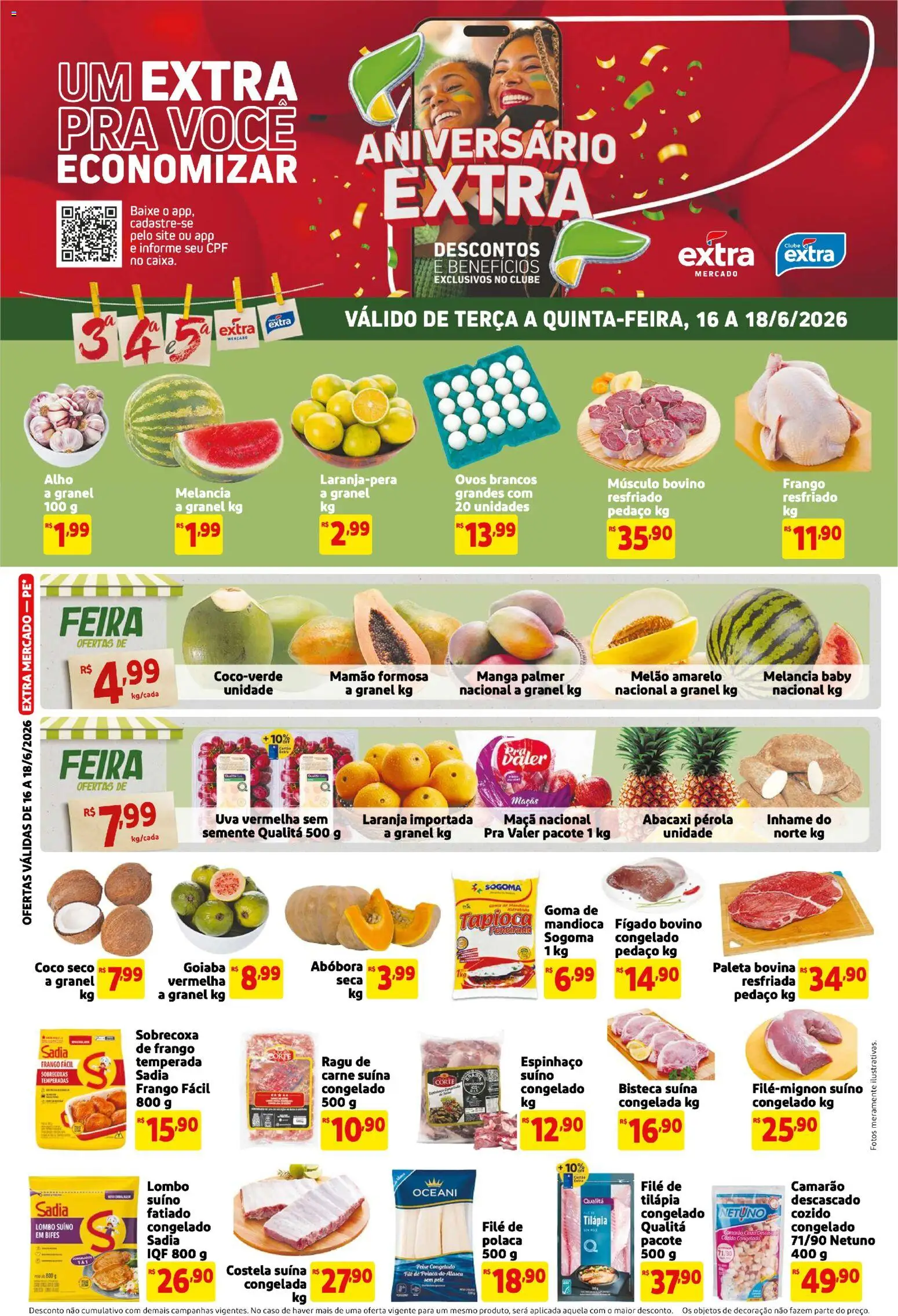 Extra Folheto - válido de 16.06.2026 | Página: 1 | Produtos: Coco, Ovos, Abacaxi, Frango