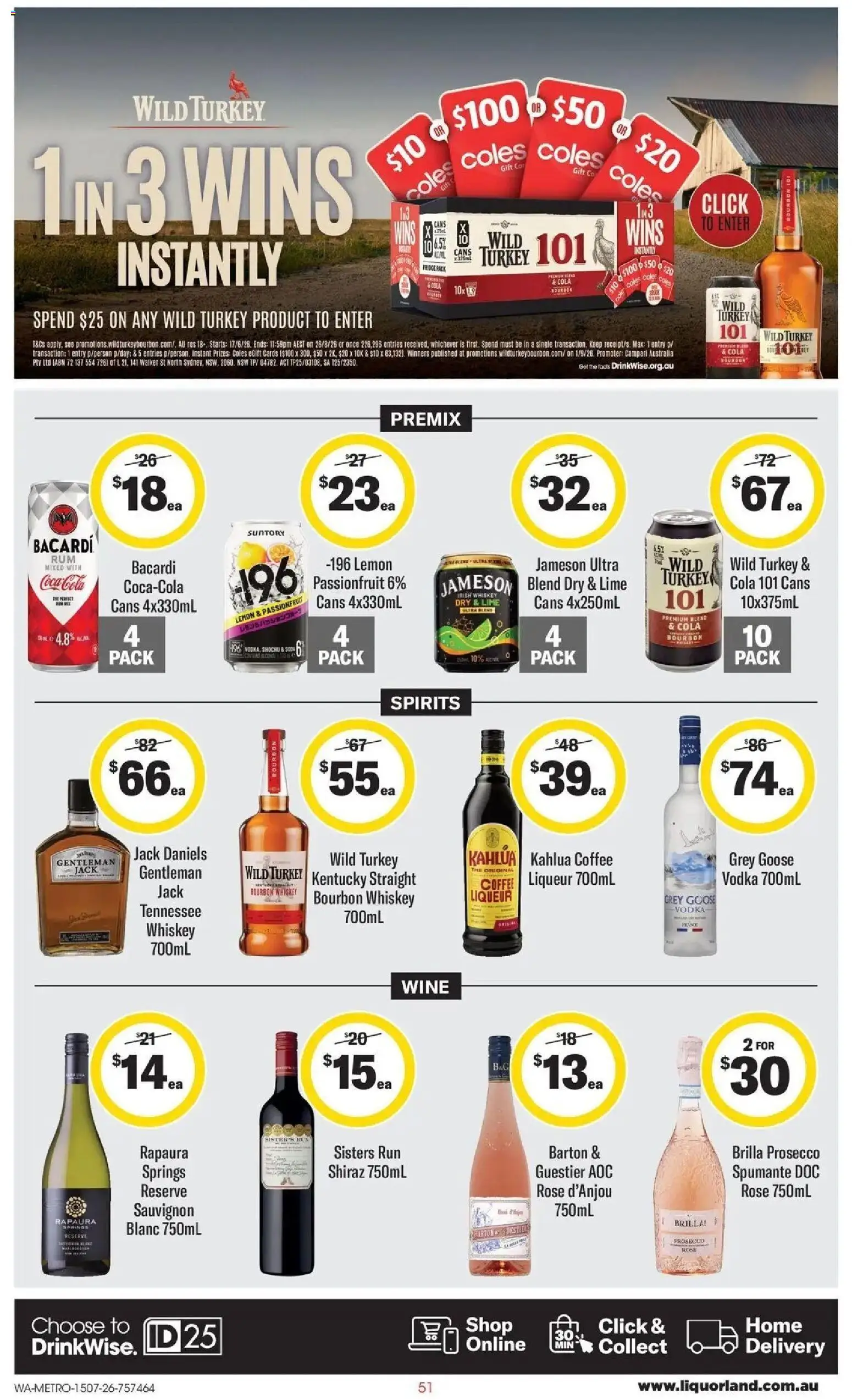 Coles catalogue - valid from 15/07/2026 | Page: 51 | Products: Coffee, Coca Cola, Passionfruit, Bacardi