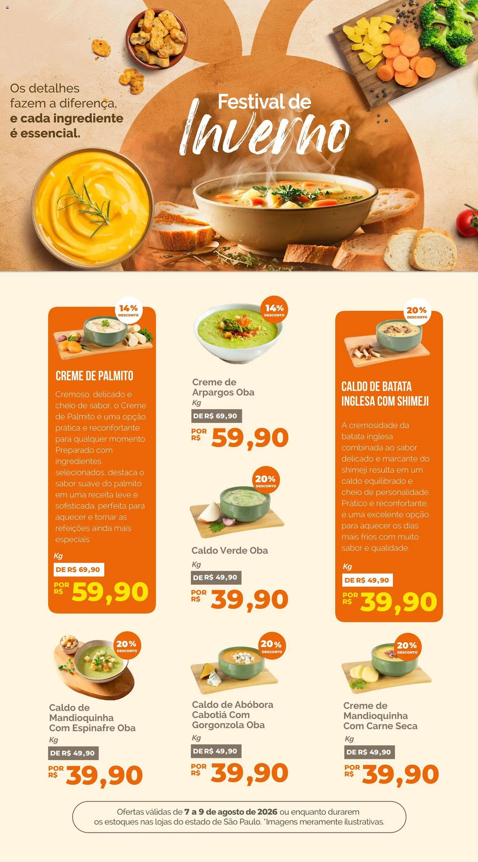 Oba Hortifruti Folheto - válido de 07/08/2026 | Página: 4 | Produtos: Mandioquinha, Creme, Batata, Carne seca