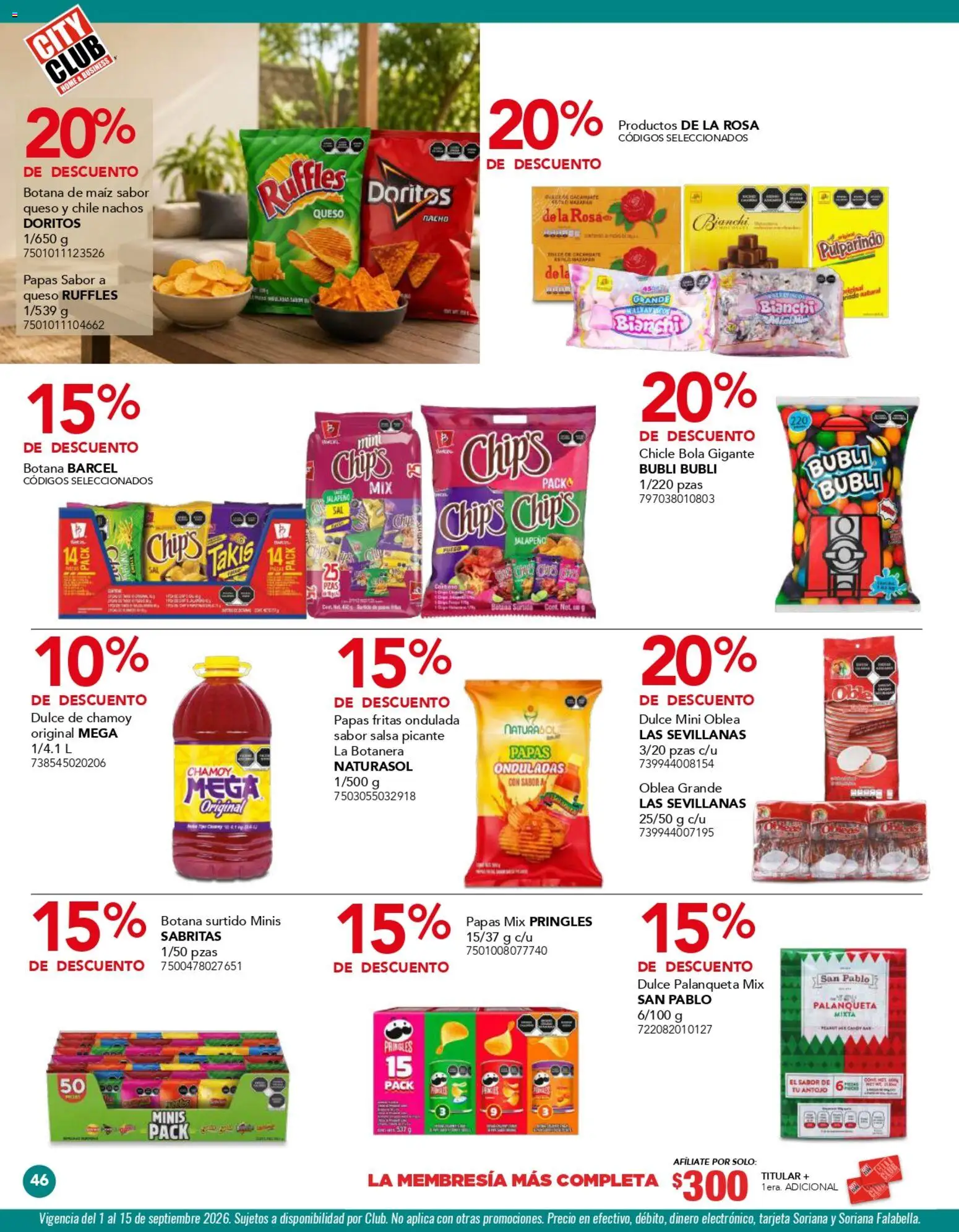 Nuevas ofertas de City Club válidas en toda la República Mexicana desde el 01/09/2026. ¡Encuentra las mejores ofertas en City Club catálogo! | Página: 46 | Productos: Maíz, Chile, Queso, Chicle