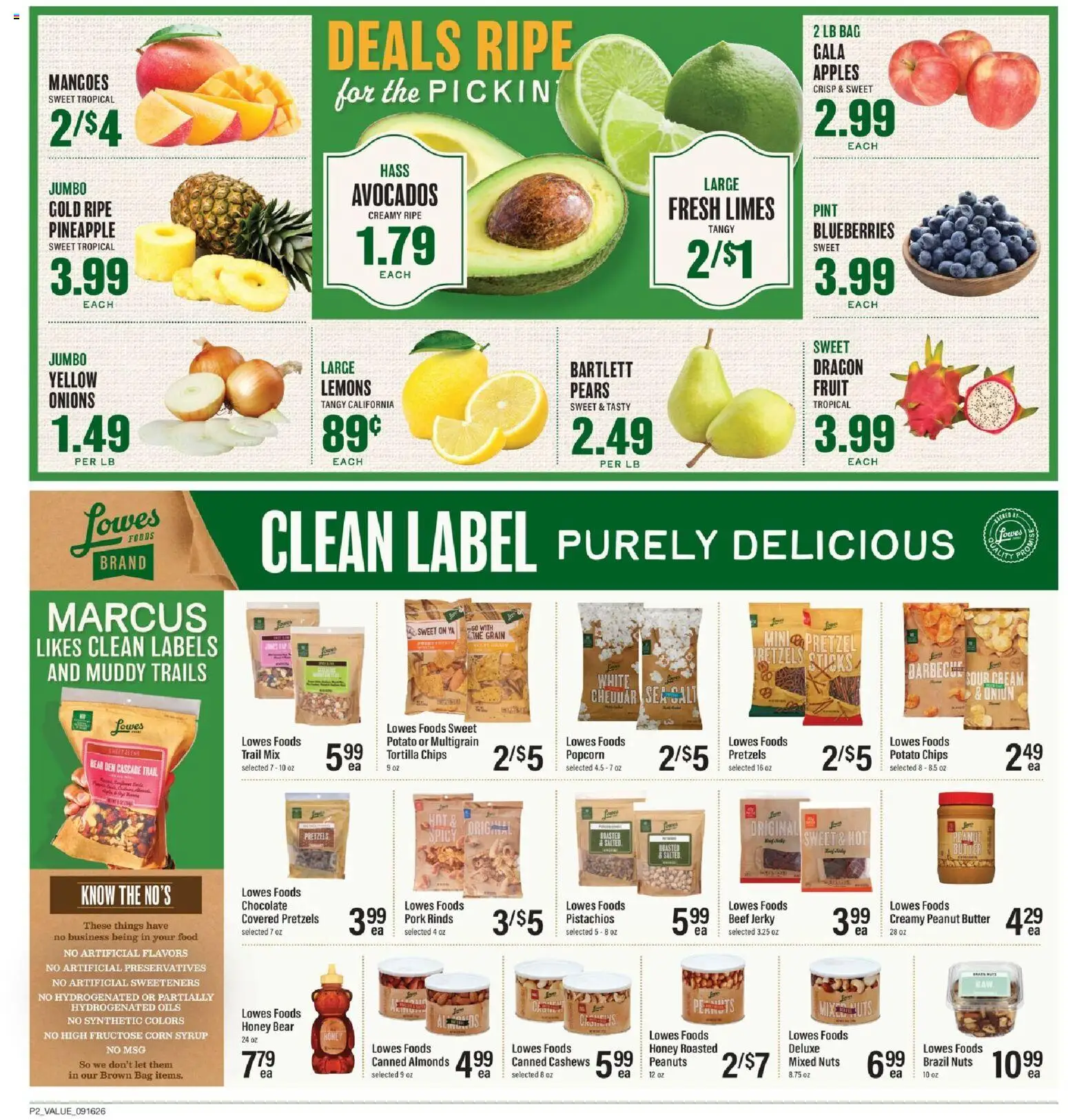 Lowes Foods Weekly Ad - valid from 09/16/2026 | Page: 2 | Products: Potato chips, Butter, Chocolate, Brazil nuts