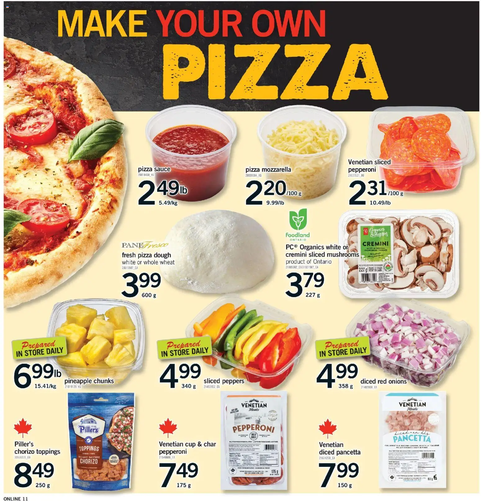 Fortinos flyer valid from Aug 13, 2026 | Page: 10 | Products: Pineapple, Mozzarella, Dough, Pizza