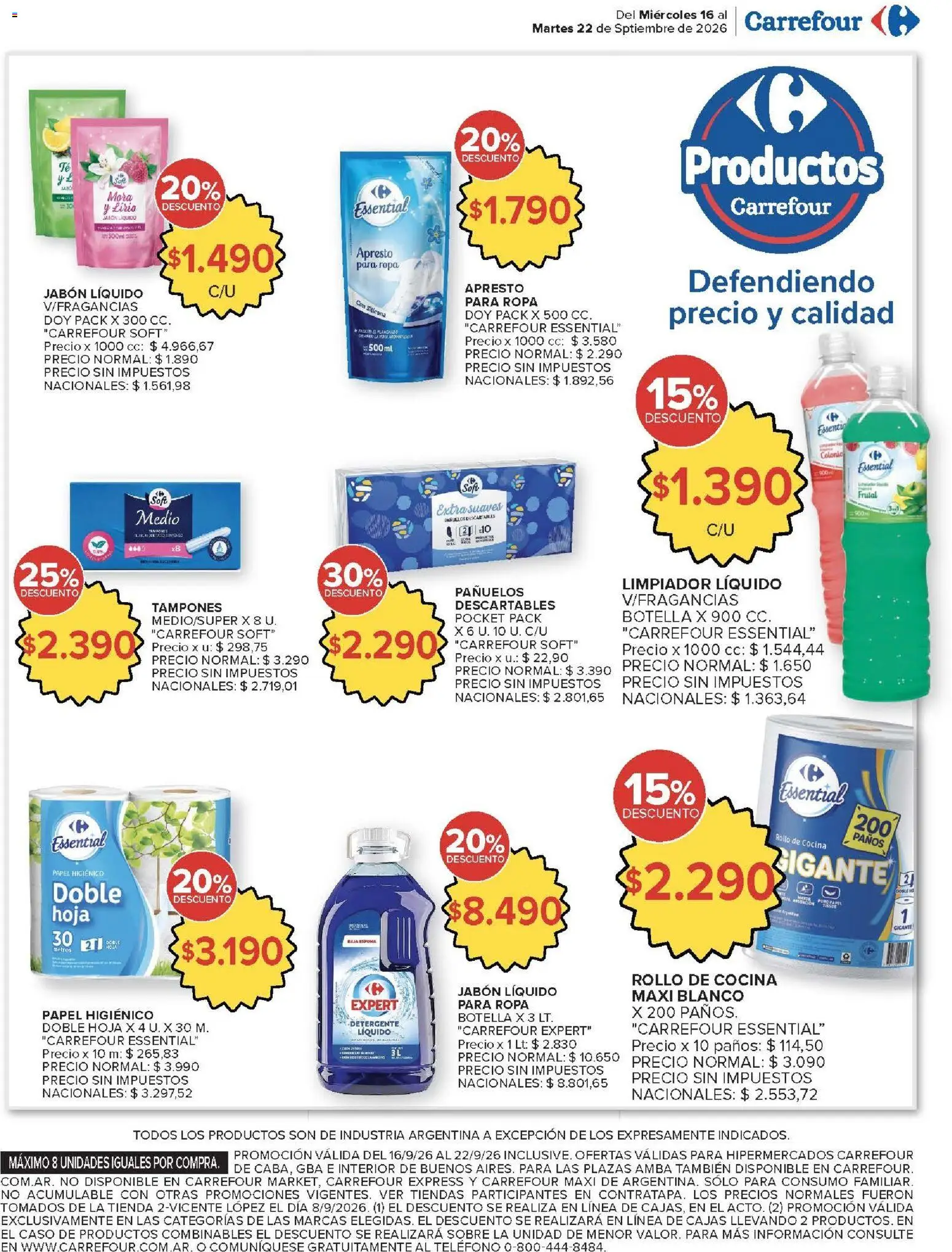 Carrefour - Carrefour Hiper Ofertas │ válido desde el 16/09/2026 | Página: 18 | Productos: Cocina, Jabón líquido, Detergente, Ropa