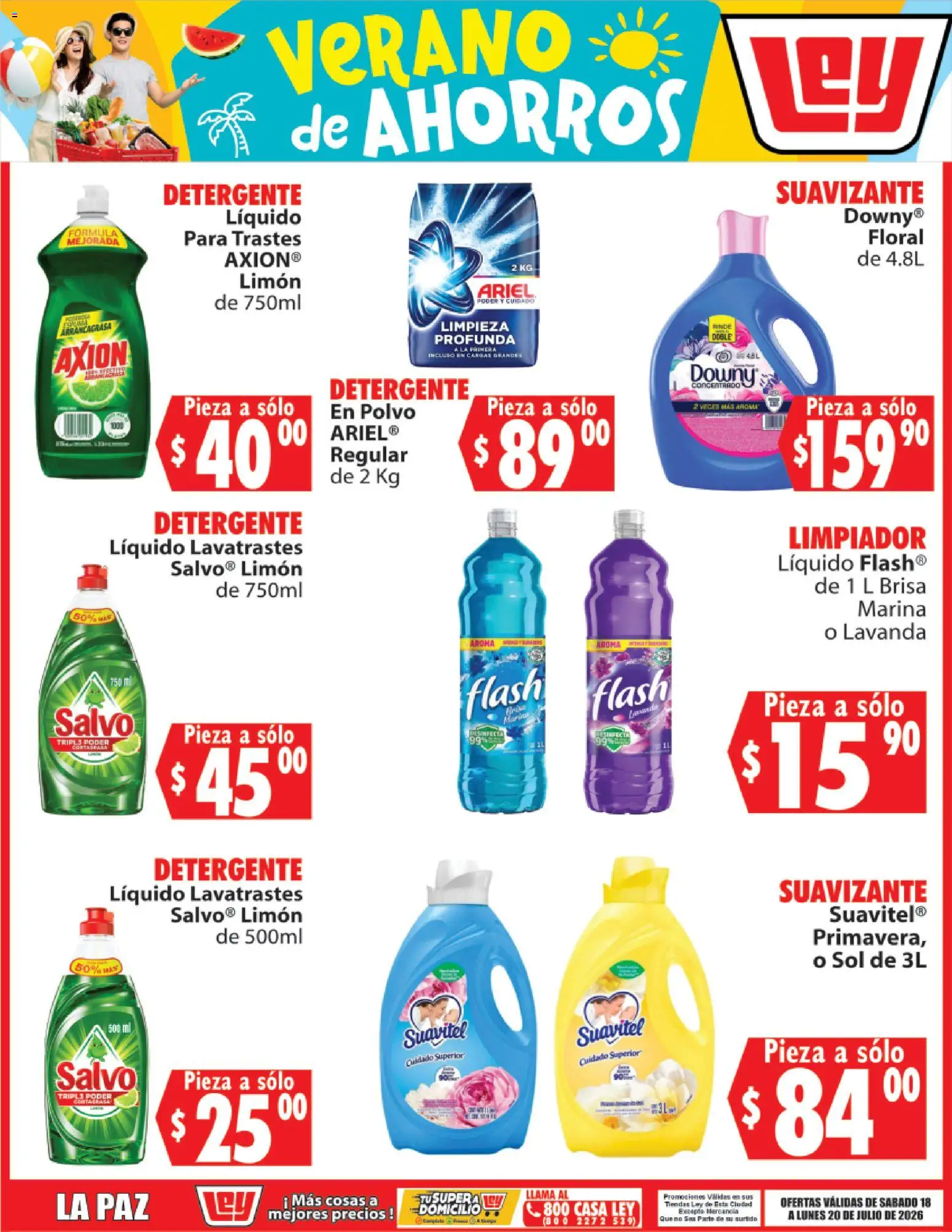 Nuevas ofertas de Casa Ley válidas en toda la República Mexicana desde el 18/07/2026. ¡Encuentra las mejores ofertas en Casa Ley folleto Verano de ahorros! | Página: 6 | Productos: Detergente, Suavizante, Limpiador, Polvo