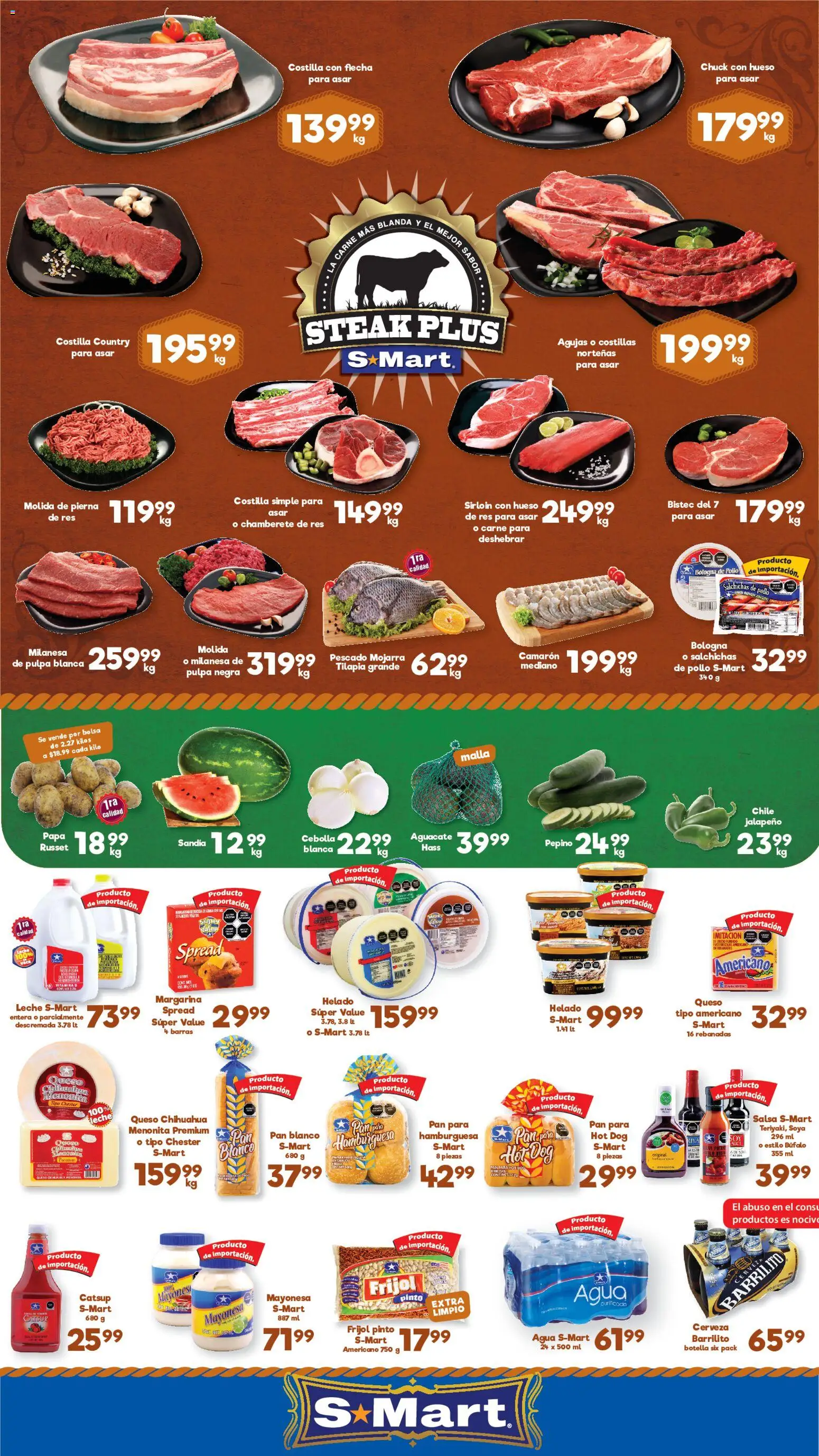 Nuevas ofertas de S-Mart válidas en toda la República Mexicana desde el 24/07/2026. ¡Encuentra las mejores ofertas en S-Mart folleto Monterrey! | Página: 1 | Productos: Cebolla, Leche, Margarina, Malla