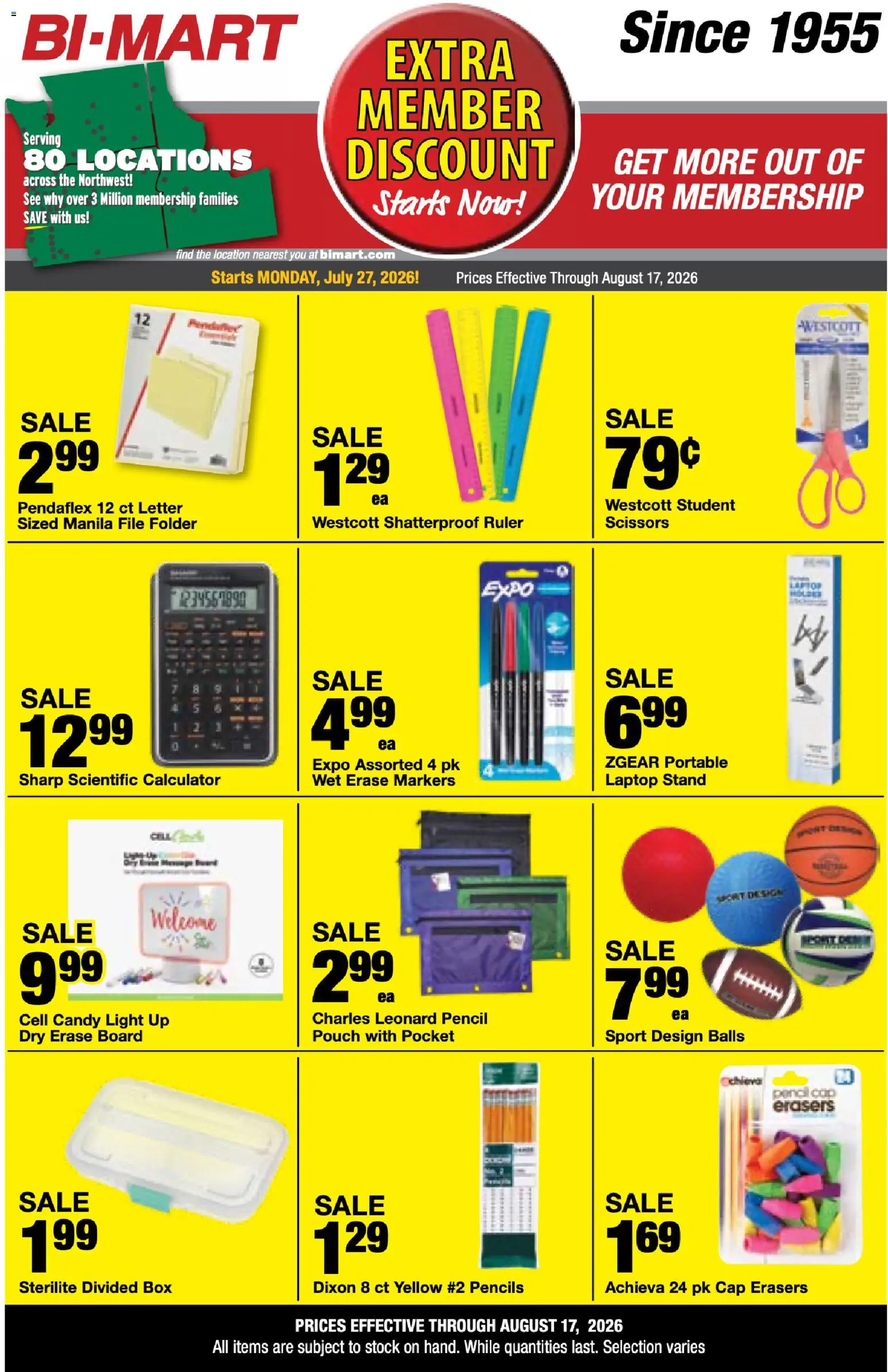 Bi-Mart Weekly Ad - valid from 07/27/2026 | Page: 6 | Products: Box, Candy, Laptop, Calculator