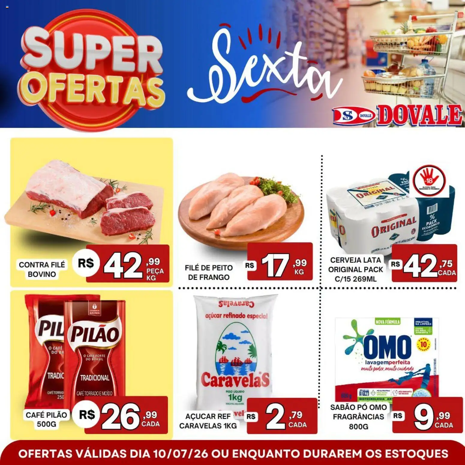 Dovale Folheto - válido de 10/07/2026 | Página: 1 | Produtos: Pó, Sabão, Café, Frango