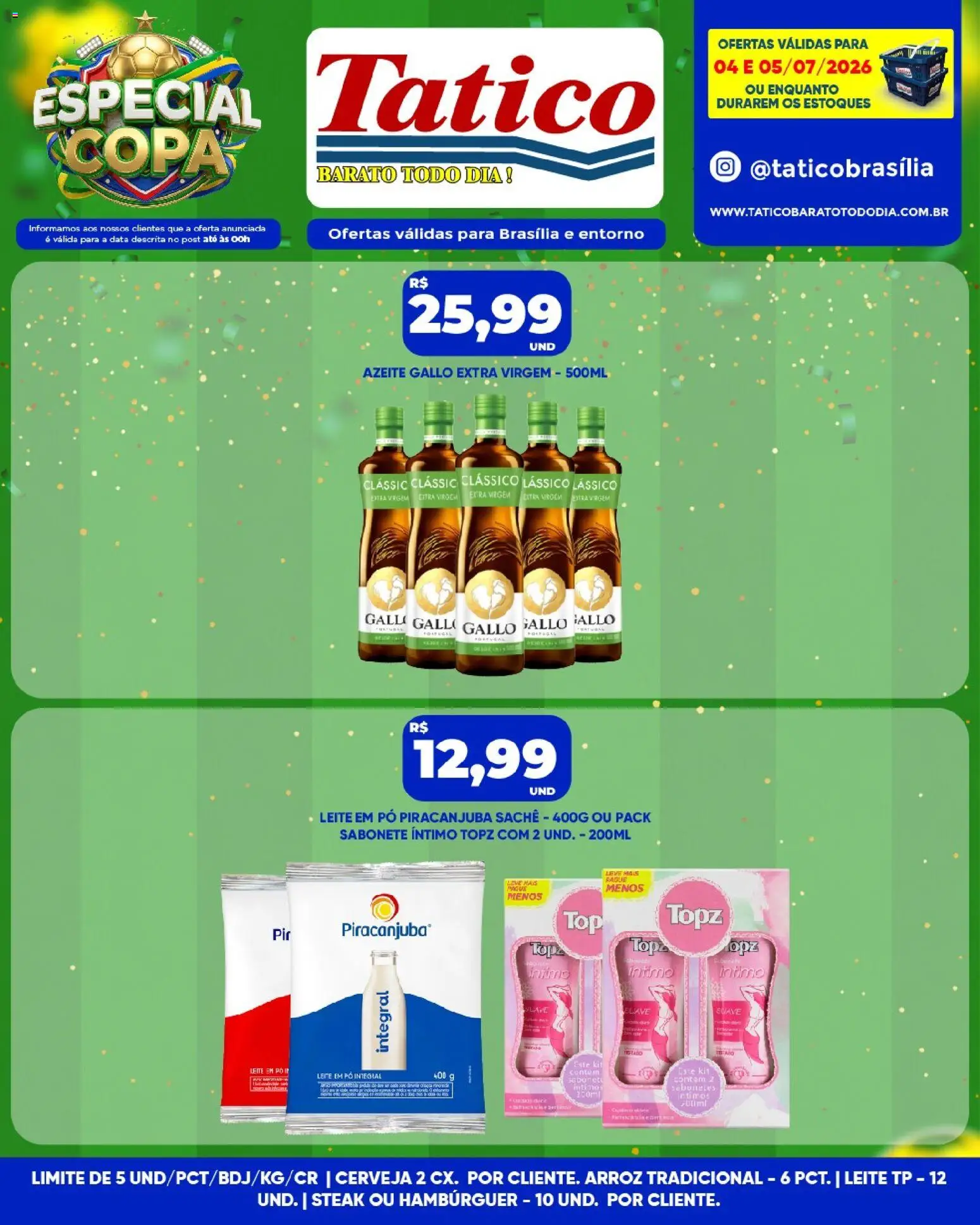 Tatico Folheto - válido de 04/07/2026 | Página: 10 | Produtos: Cerveja, Arroz, Hambúrguer, Sabonete
