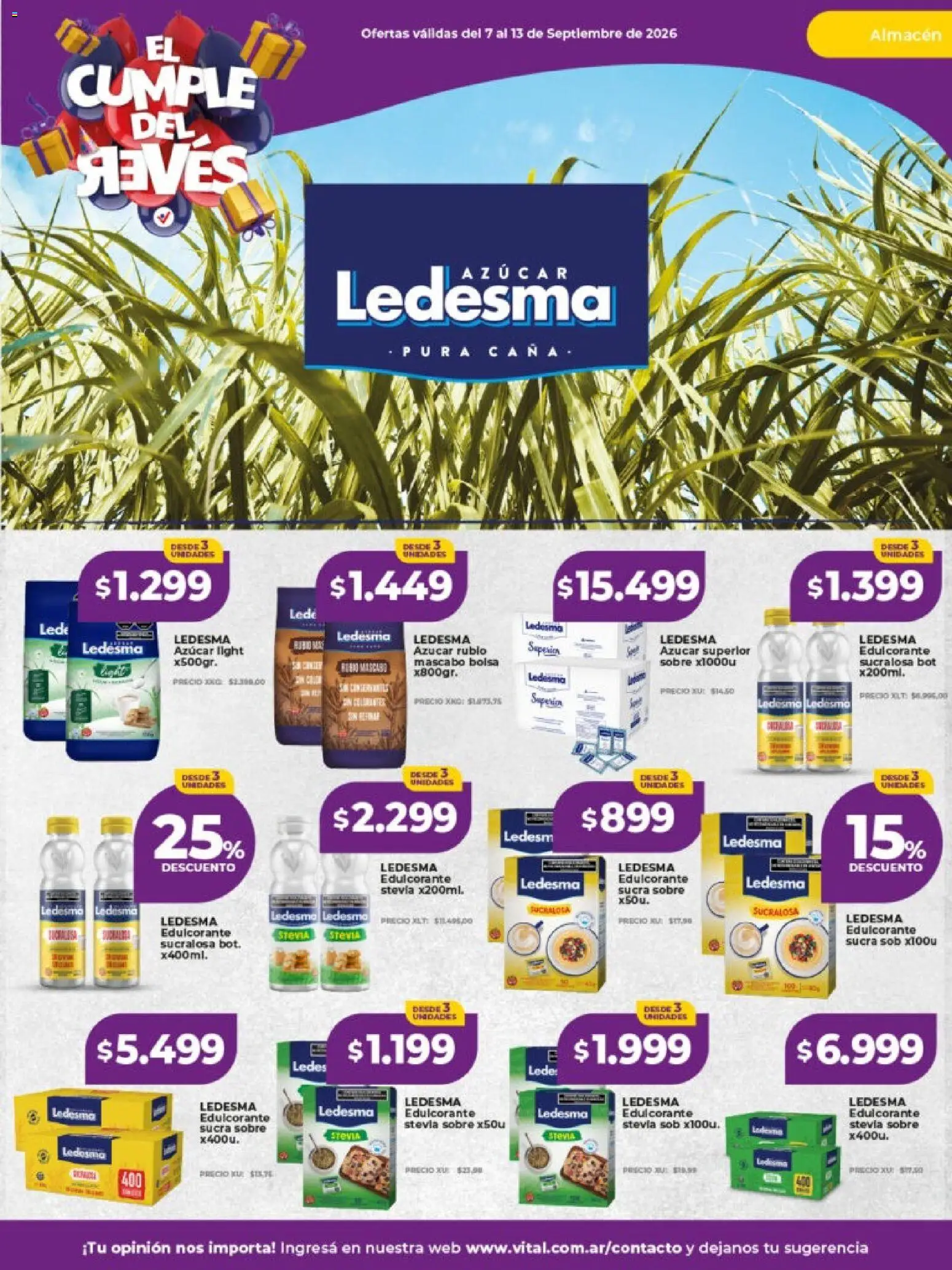 Vital - Ofertas │ válido desde el 07/09/2026 | Página: 21 | Productos: Bolsa, Sobre, Azucar, Edulcorante