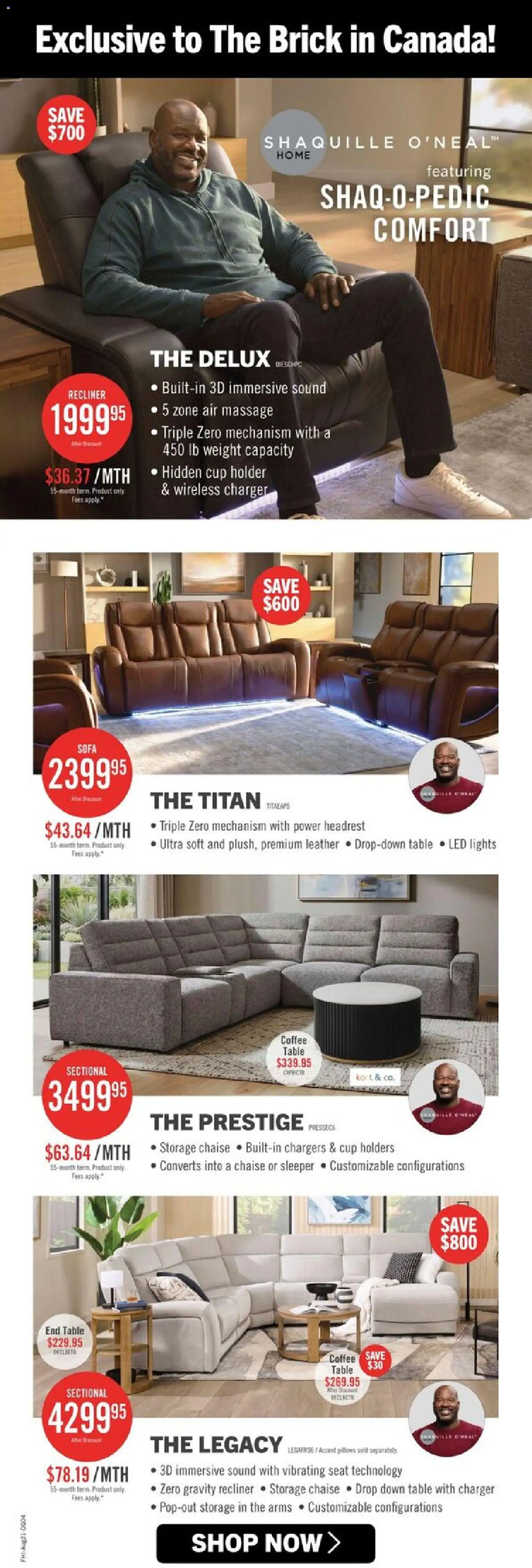 The Brick flyer valid from Aug 20, 2026 | Page: 8 | Products: Sofa, Coffee table, Table, Coffee