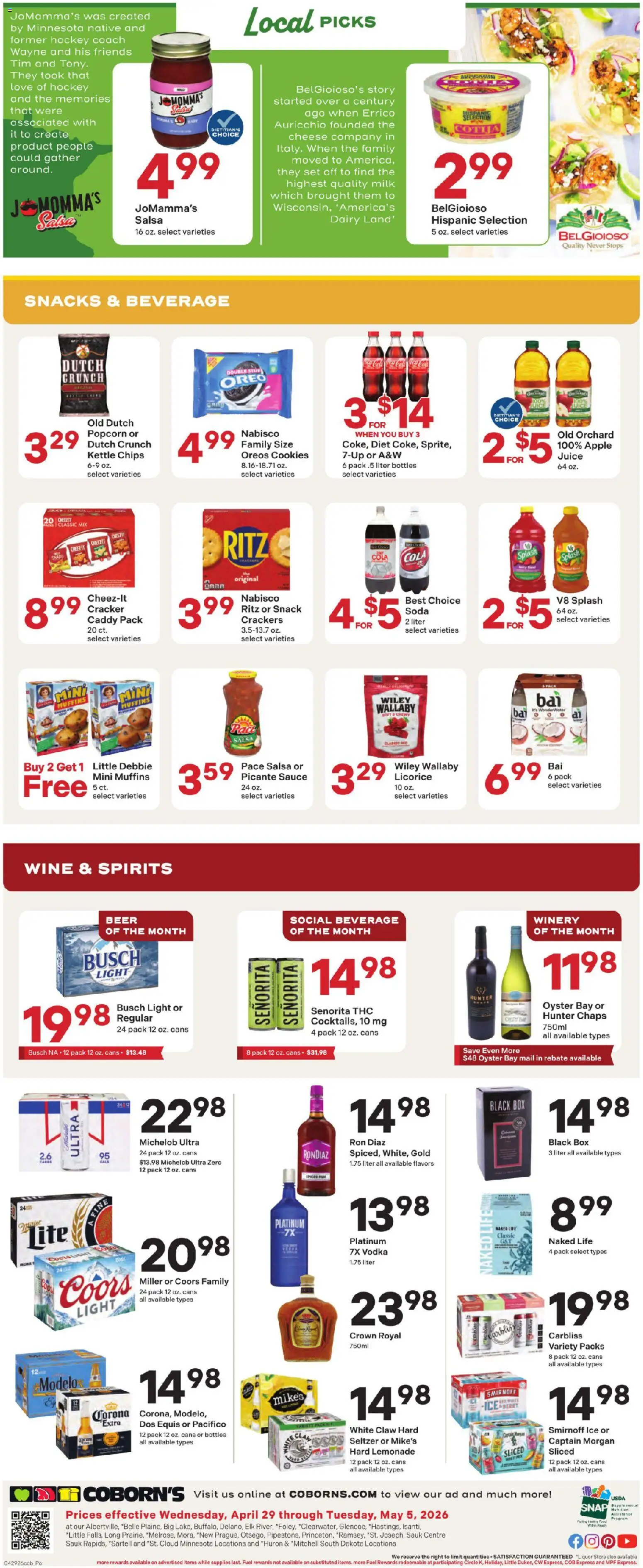 Coborn's Weekly Ad - valid from 29.04.2026 | Page: 6 | Products: Box, Juice, Chips, Sauce