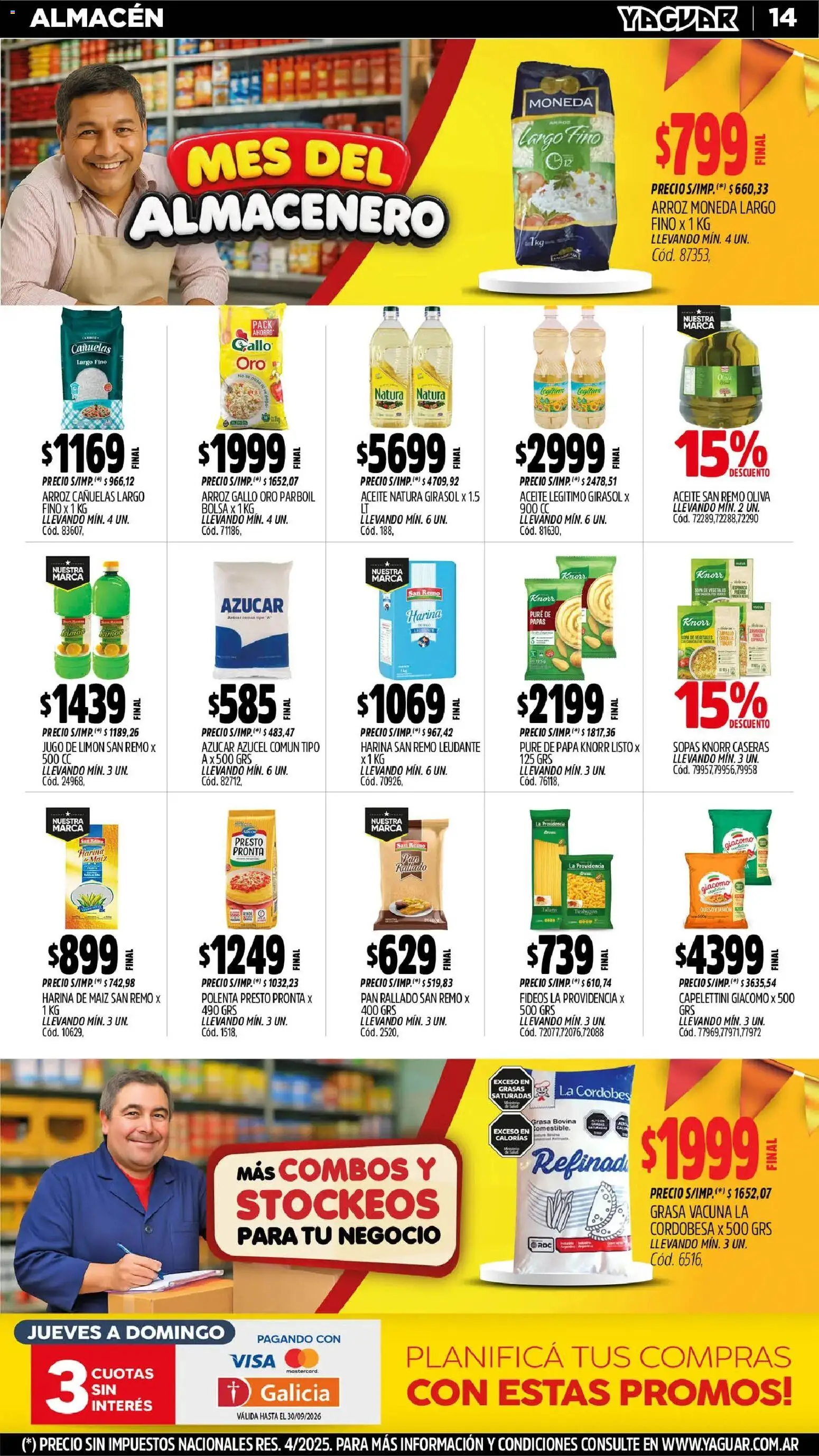 Yaguar - Oferta Semanal Santa Fé │ válido desde el 31/08/2026 | Página: 14 | Productos: Zapallo, Azucar, Pan, Espinaca