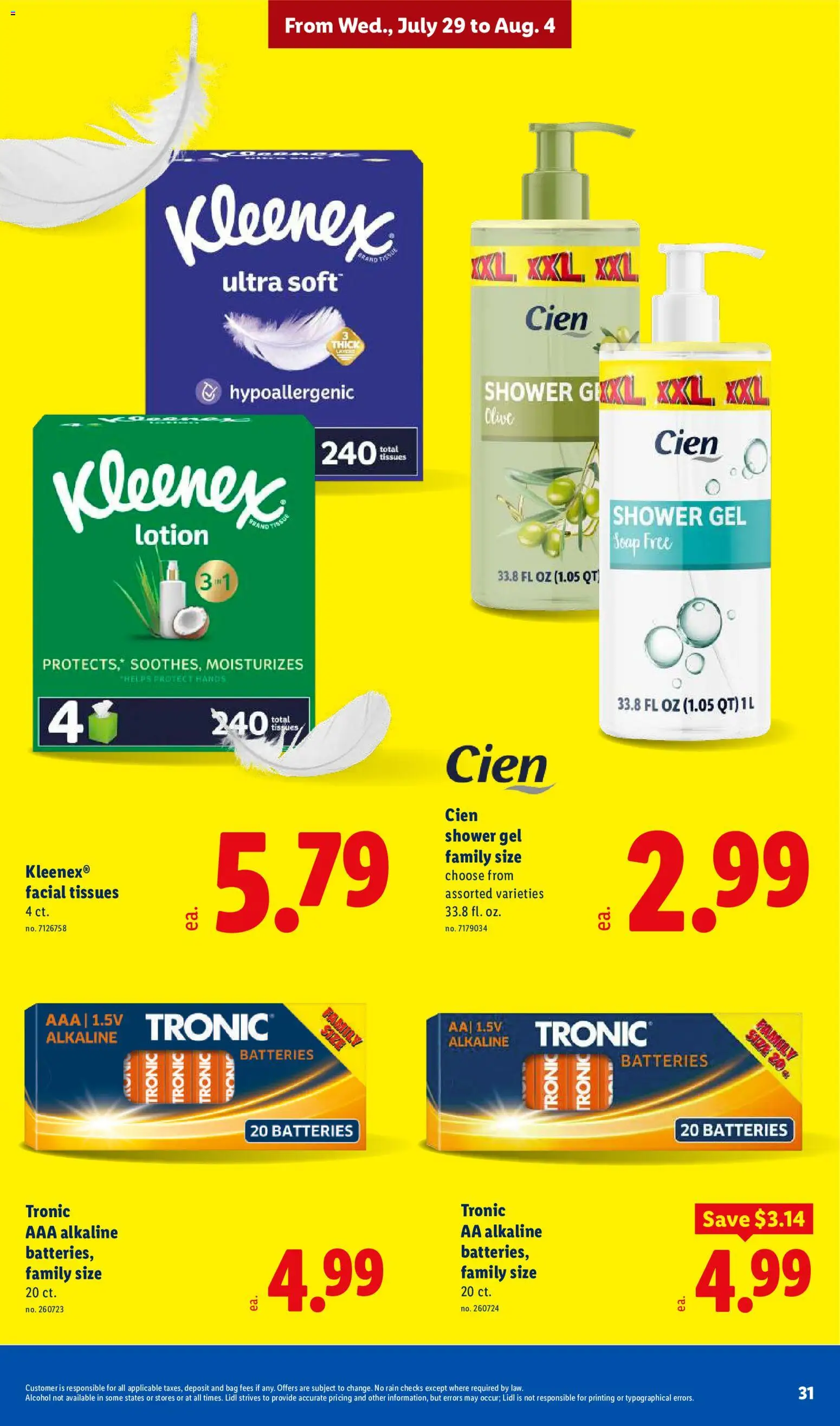 Lidl Weekly Ad - valid from 07/29/2026 | Page: 31 | Products: Shower, Soap, Shower gel, Bag