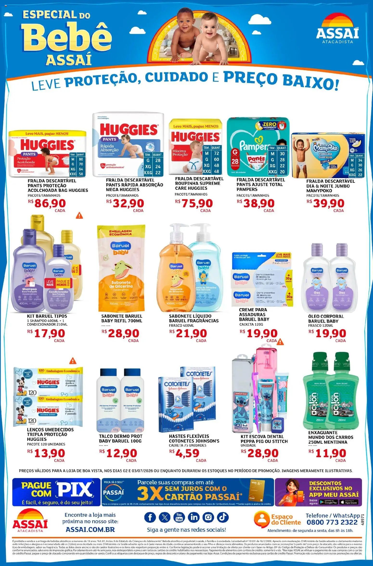 Assaí Atacadista Folheto - válido de 02/07/2026 | Página: 4 | Produtos: Talco, Pó, Baixo, Telefone