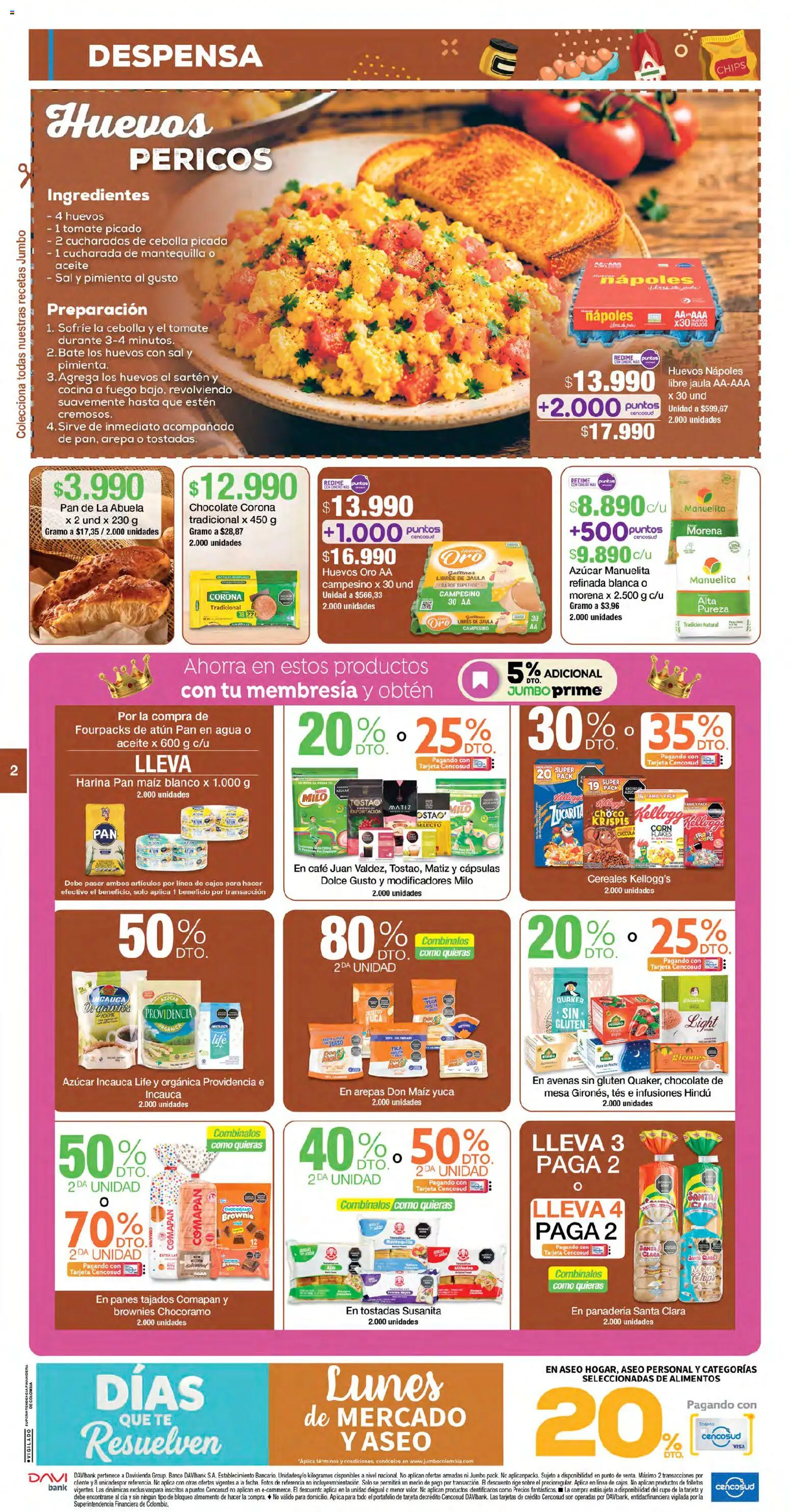 Jumbo revista - valida desde el 28/08/2026 | Página: 2 | Productos: Tostadas, Yuca, Brownies, Huevos