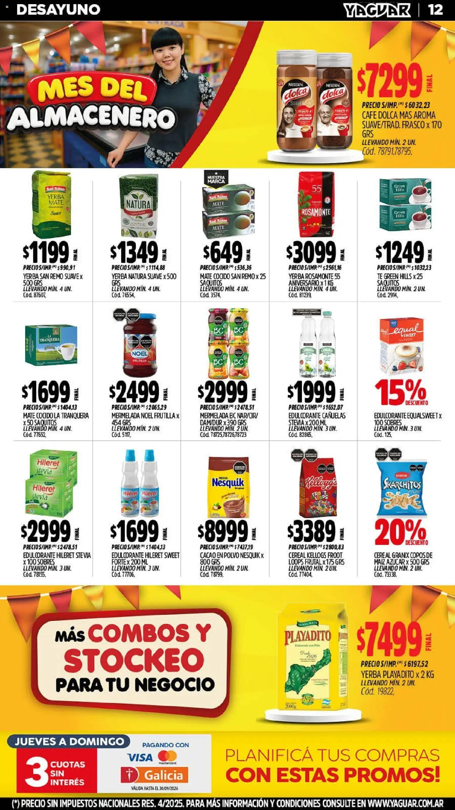 Yaguar - Oferta Semanal General Roca │ válido desde el 07/09/2026 | Página: 12 | Productos: Frutilla, Azucar, Edulcorante, Té