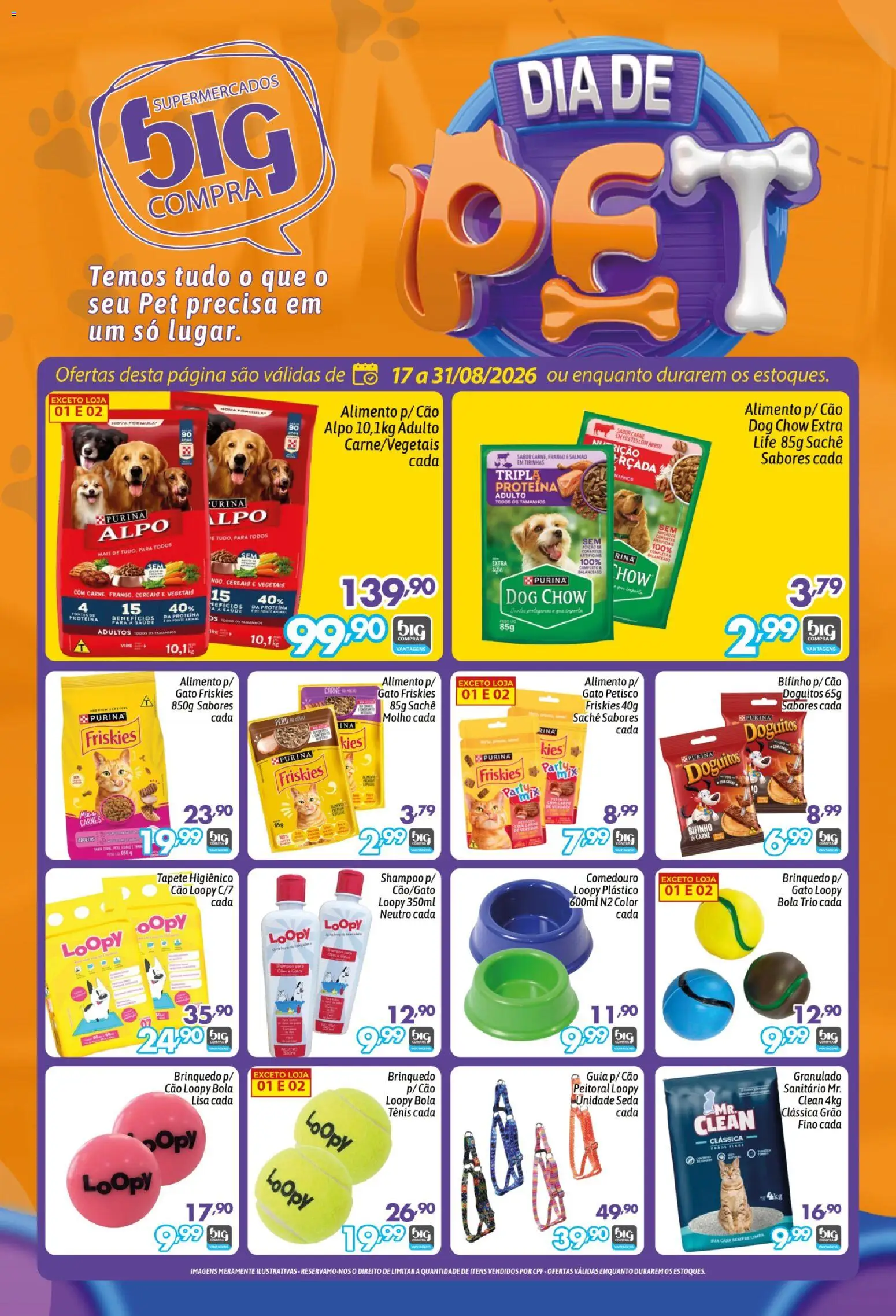 Big Compra Folheto - válido de 17/08/2026 | Página: 1 | Produtos: Tapete higiênico, Carne, Cereais, Granulado