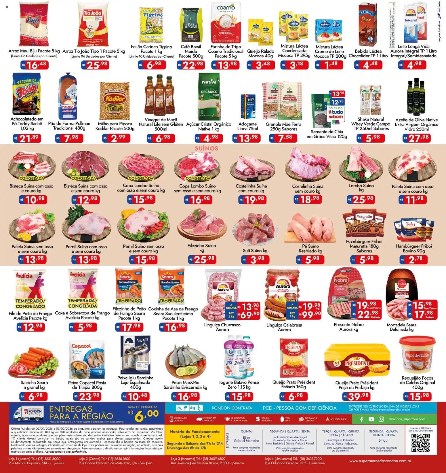 Supermercados Rondon Folheto - válido de 02/09/2026 | Página: 2 | Produtos: Paleta suína sem osso, Asa de frango, Copa, Pipoca
