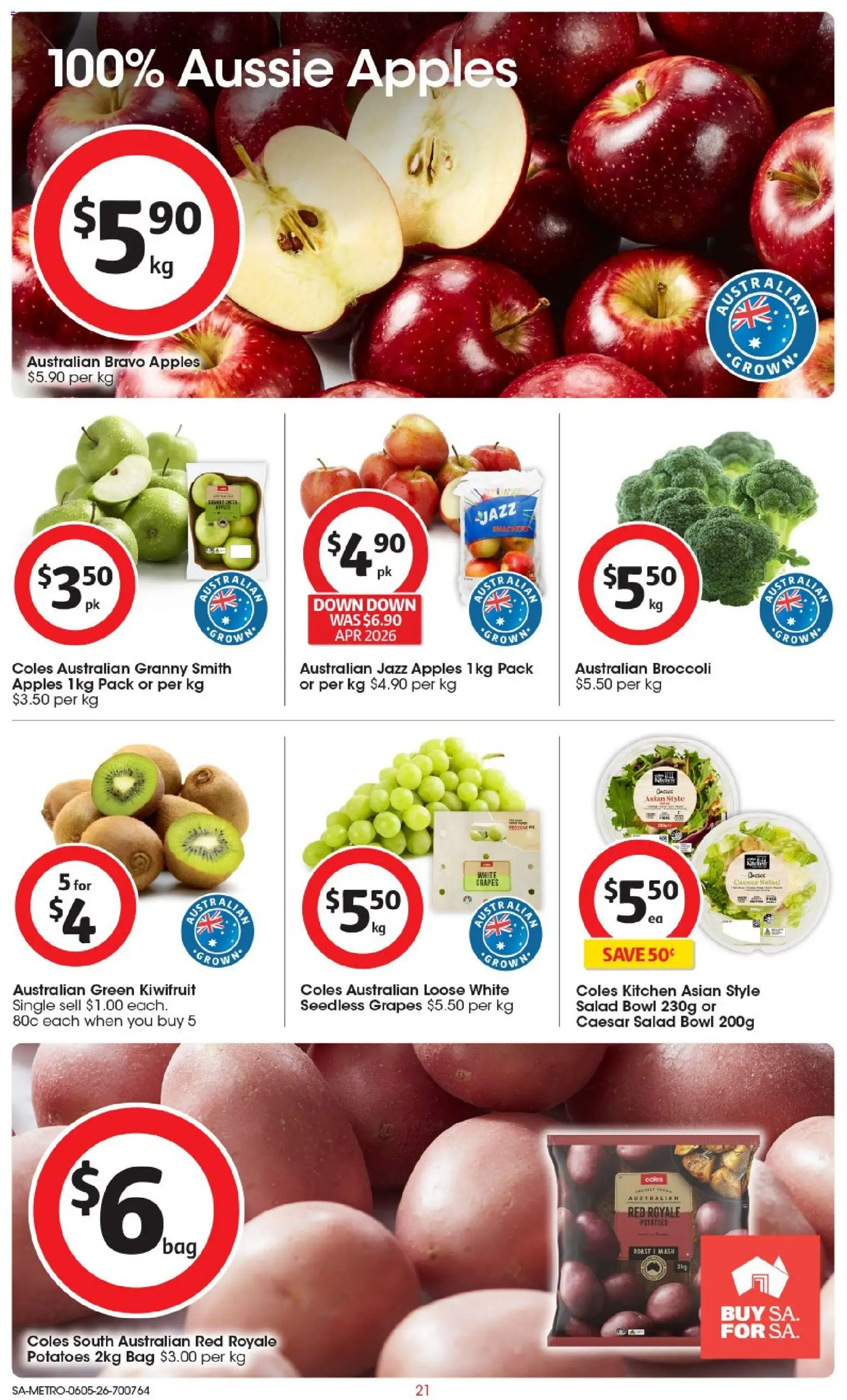 Coles catalogue - valid from 06.05.2026 | Page: 22 | Products: Apples, Kiwifruit, Potatoes, Bag