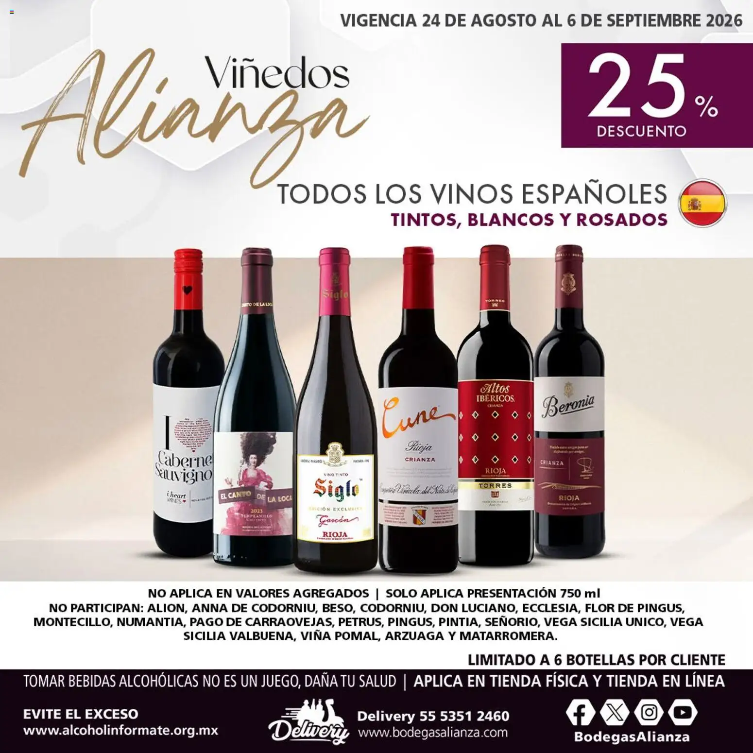 Nuevas ofertas de Bodegas Alianza válidas en toda la República Mexicana desde el 24/08/2026. ¡Encuentra las mejores ofertas en Bodegas Alianza catálogo Viñedos Alianza! | Página: 2 | Productos: Vino tinto, Bebidas, Vino