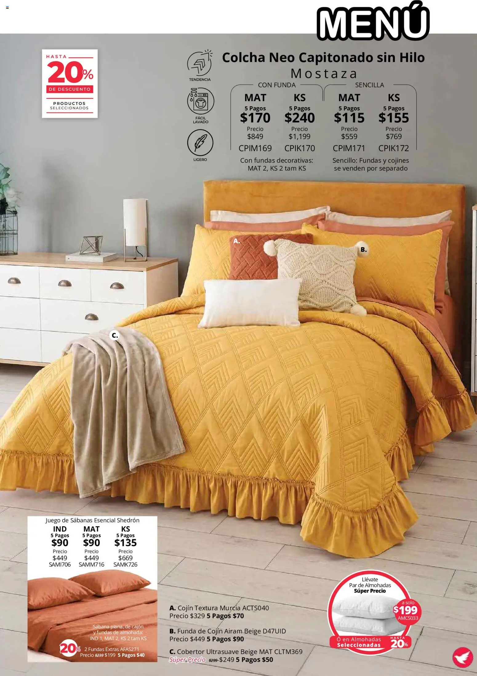 Nuevas ofertas de Colchas Concord válidas en toda la República Mexicana desde el 01/08/2026. ¡Encuentra las mejores ofertas en Colchas Concord catálogo! | Página: 106 | Productos: Juego, Funda, Almohada, Sabanas