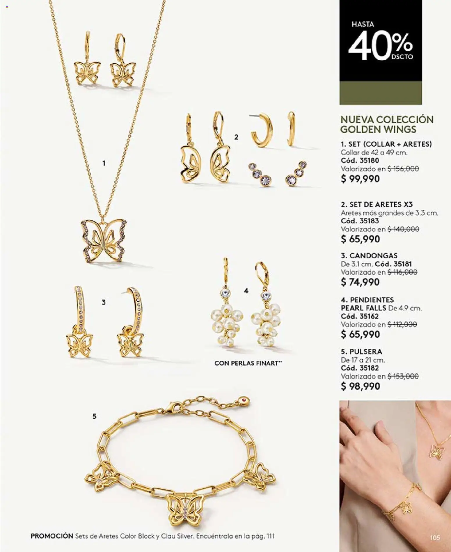 Ésika revista - valida desde el 17/07/2026 | Página: 105 | Productos: Aretes, Pulsera, Collar