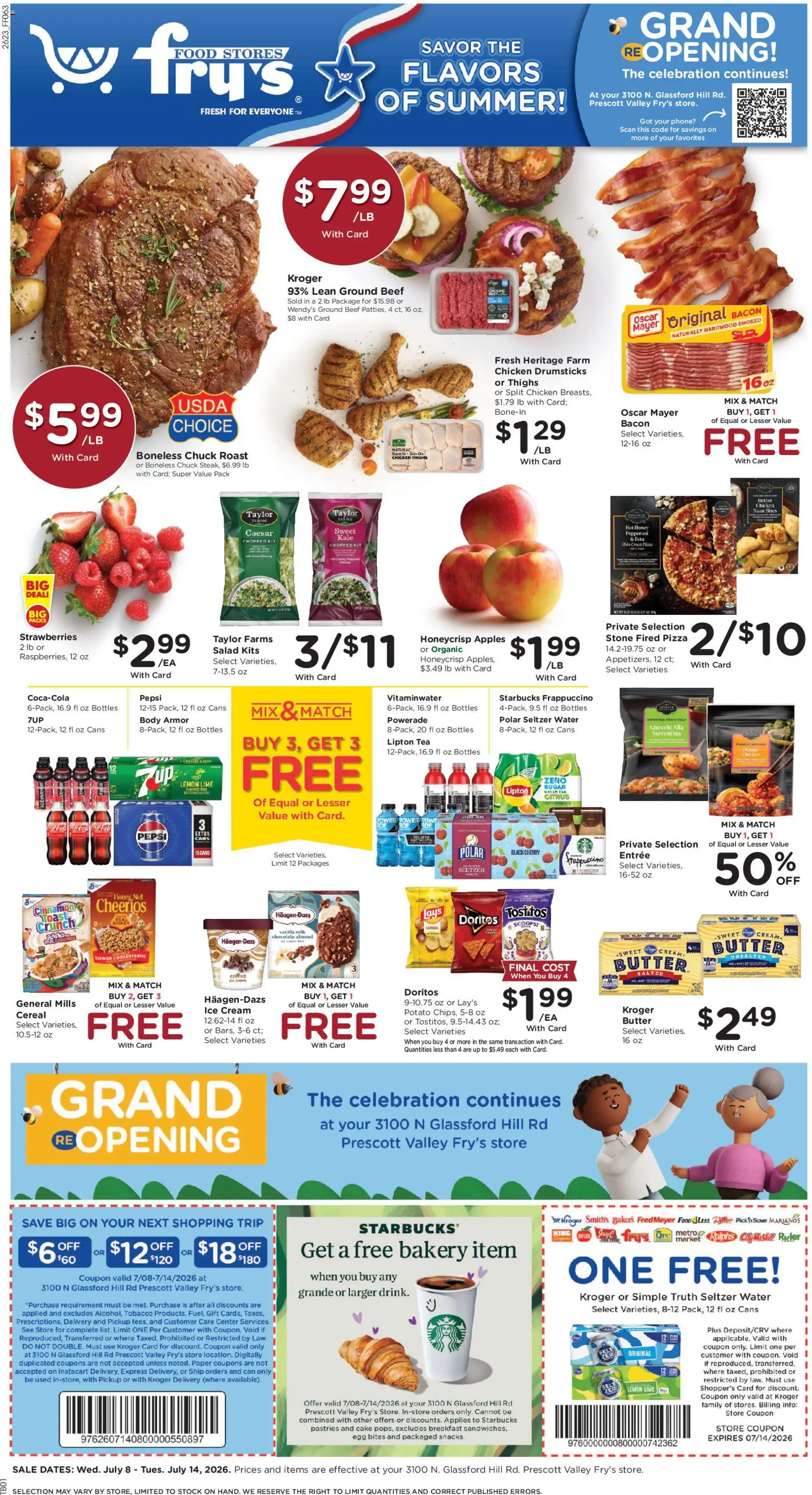 Fry's Food Weekly Ad - valid from 07/08/2026 | Page: 1 | Products: Cream, Salad, Sugar, Lemon