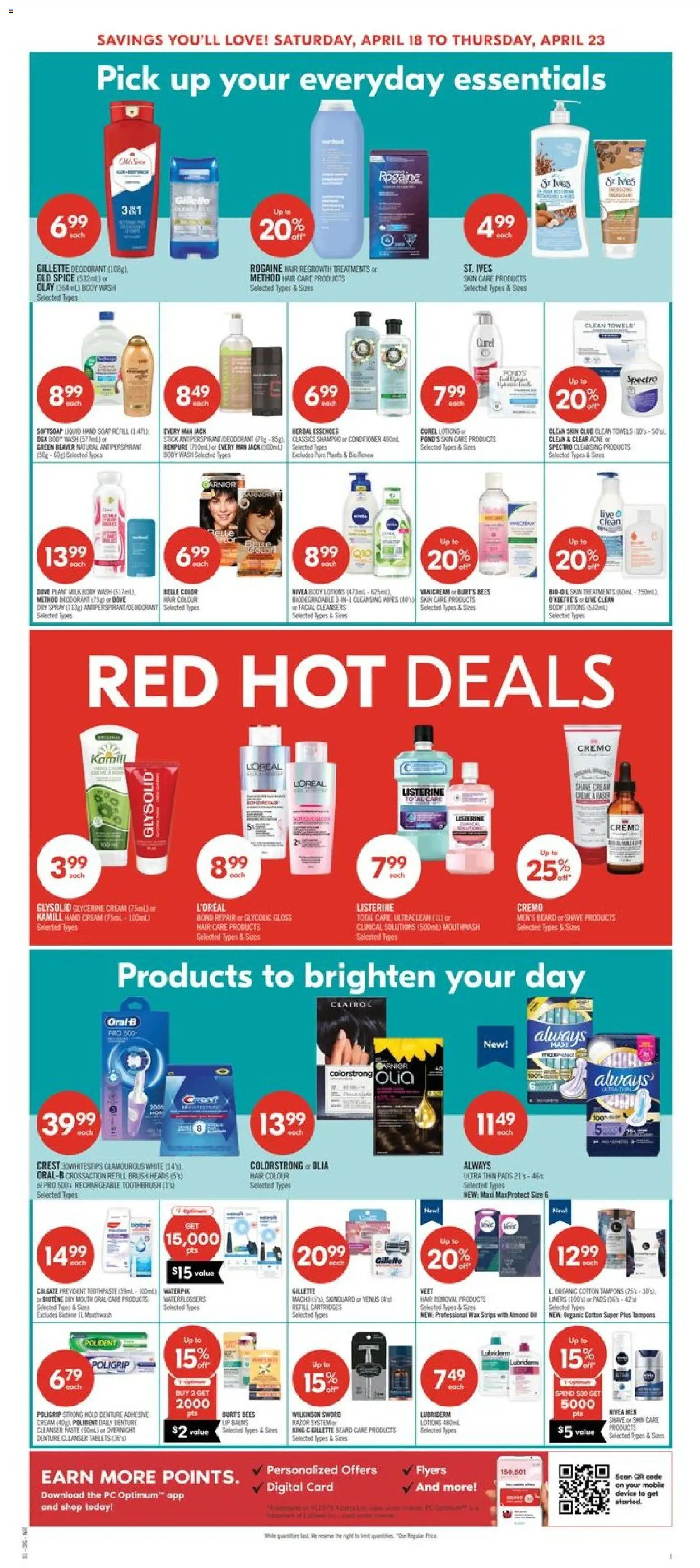 Shoppers flyer valid from 17.04.2026 | Page: 9 | Products: PC, Hand cream, Antiperspirant, Toothpaste