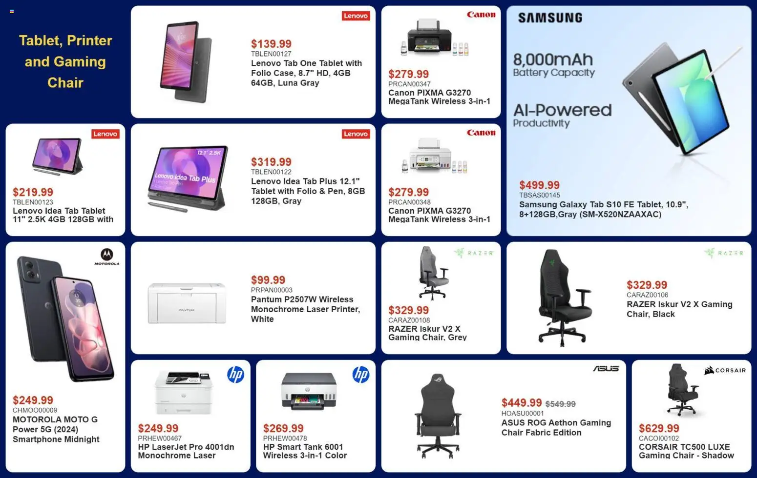 Canada Computers flyer valid from Jul 17, 2026 | Page: 7 | Products: Tablet, Printer, Chair, Battery