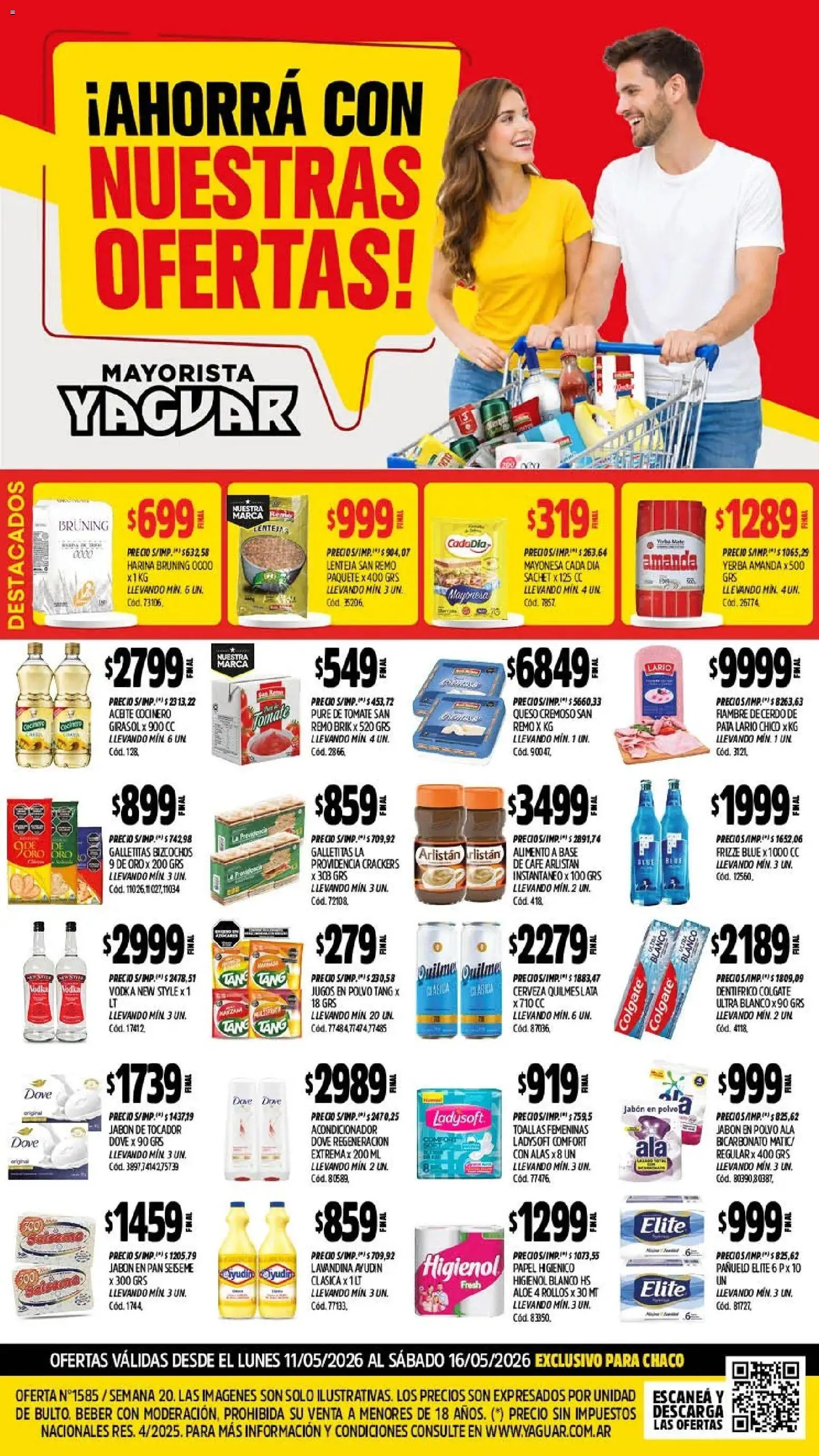 Yaguar - Oferta Semanal Chaco │ válido desde el 11.05.2026 | Página: 1 | Productos: Galletitas, Polvo, Mayonesa, Cerveza