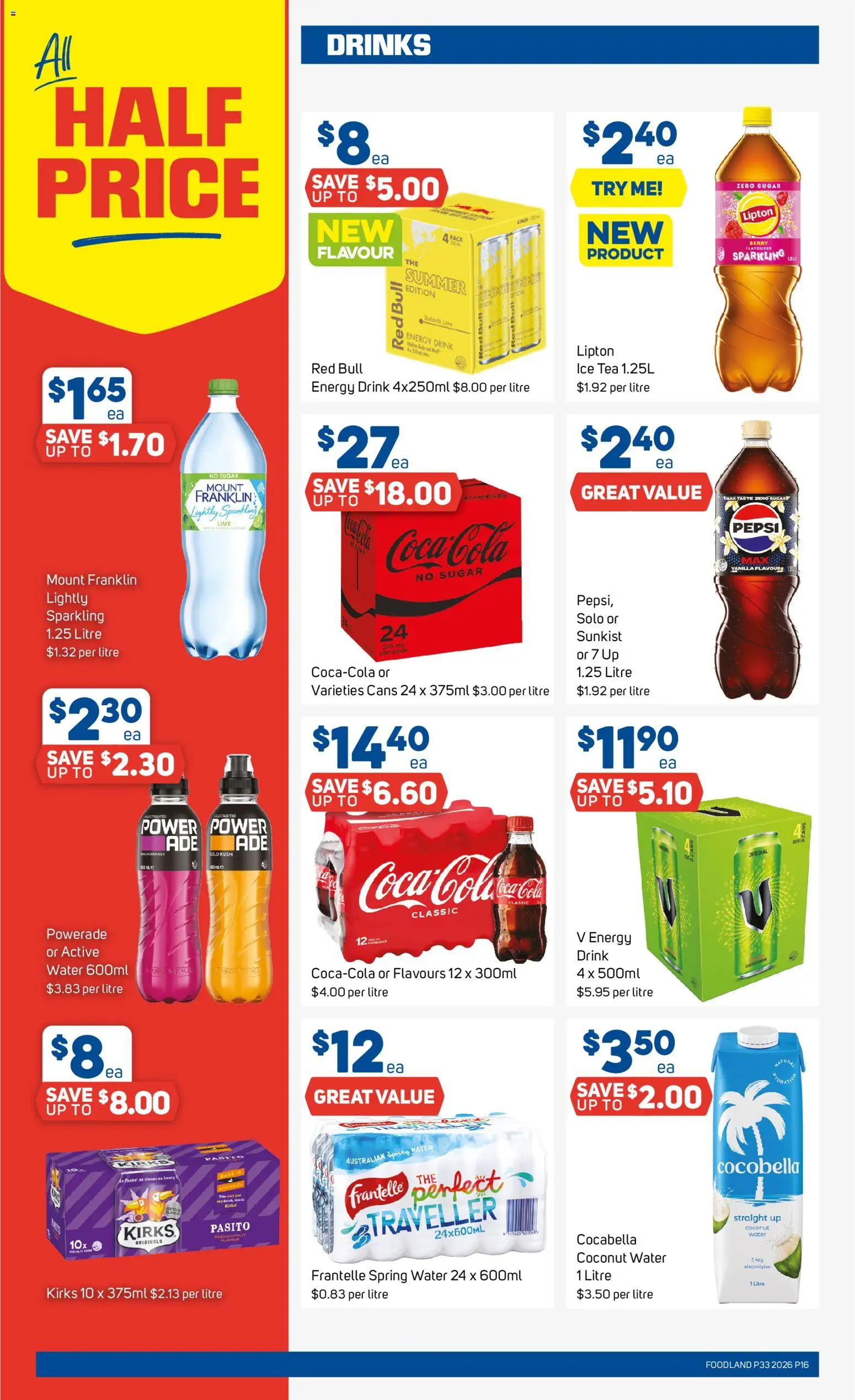 Foodland catalogue - valid from 12/08/2026 | Page: 16 | Products: Drinks, Energy drink, Tea, Passionfruit