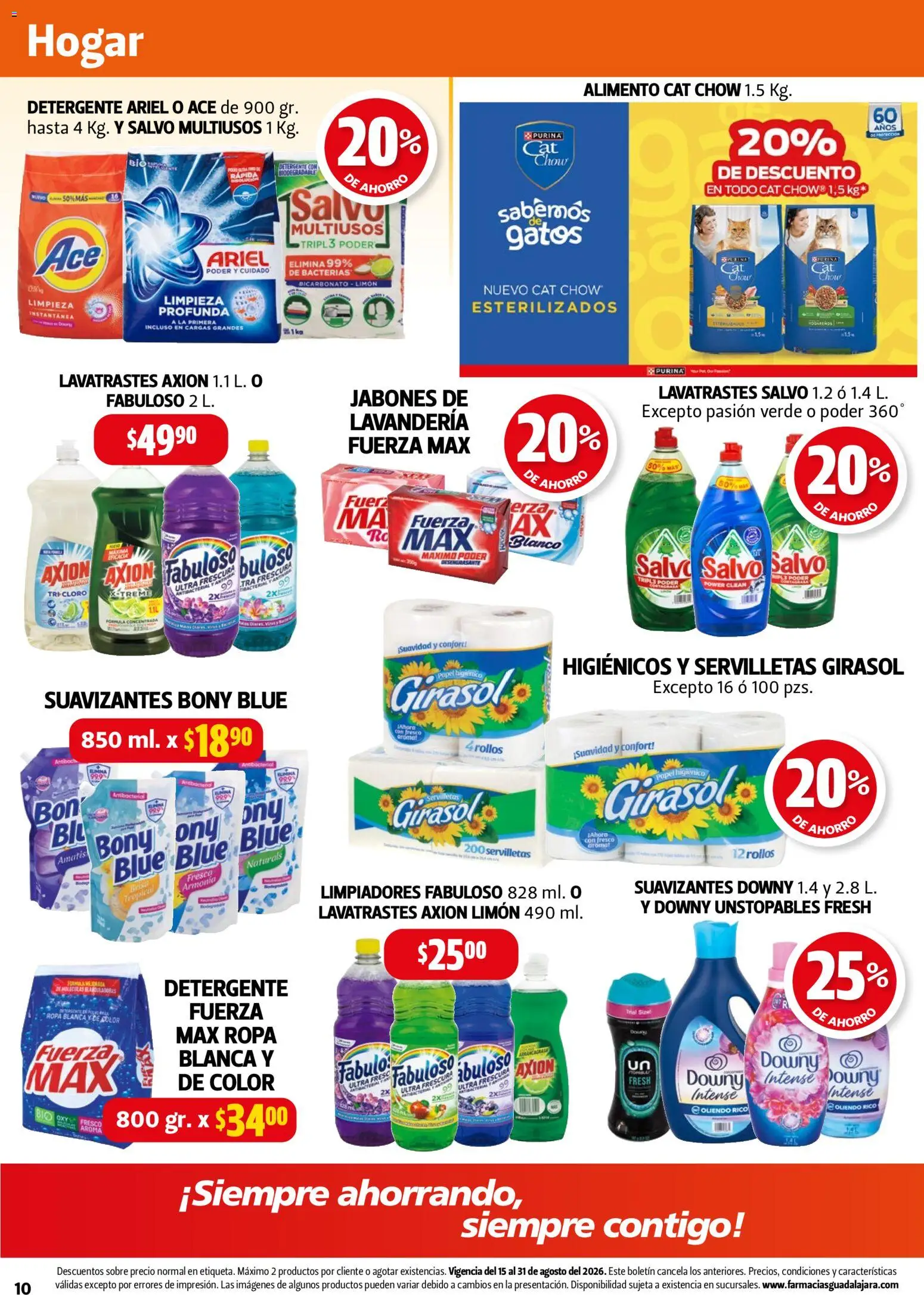 Nuevas ofertas de Farmacia Guadalajara válidas en toda la República Mexicana desde el 15/08/2026. ¡Encuentra las mejores ofertas en Farmacia Guadalajara catálogo! | Página: 10 | Productos: Detergente, Limón, Ropa, Servilletas