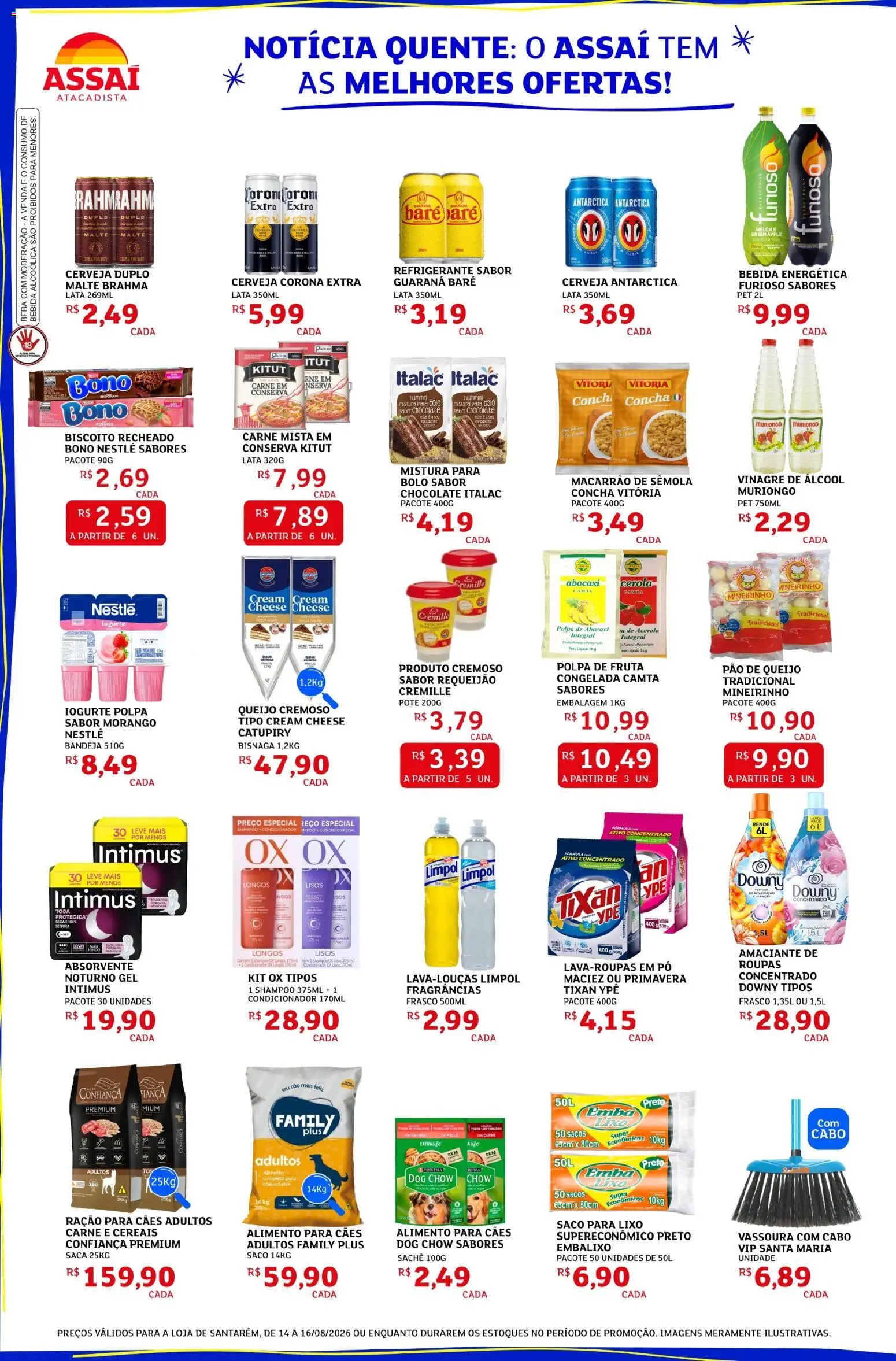 Assaí Atacadista Folheto - válido de 14/08/2026 | Página: 2 | Produtos: Chocolate, Ração para cães, Cerveja Corona, Acerola