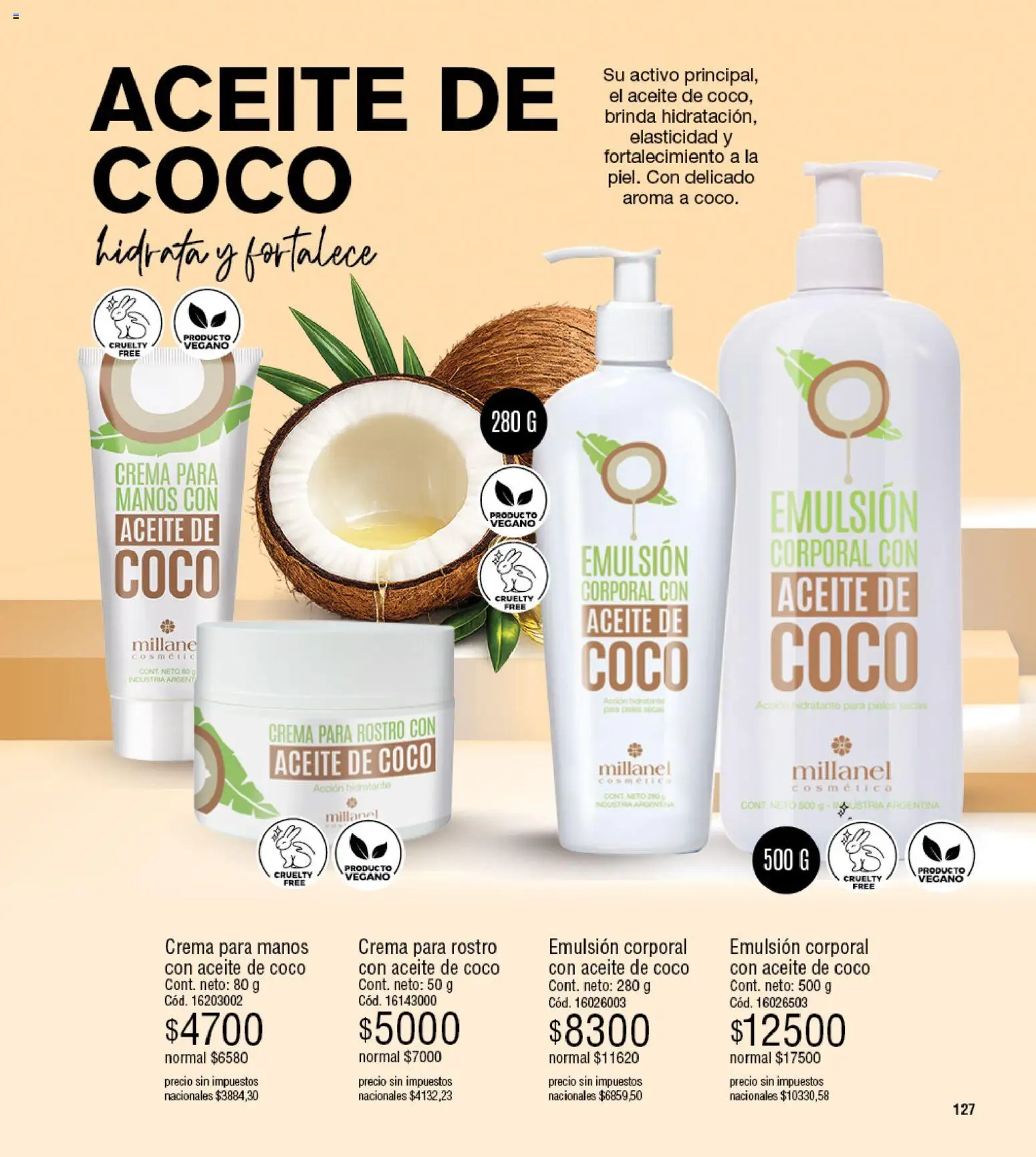 Millanel - Catálogo │ válido desde el 20/07/2026 | Página: 151 | Productos: Aceite de coco, Crema para manos, Coco, Crema