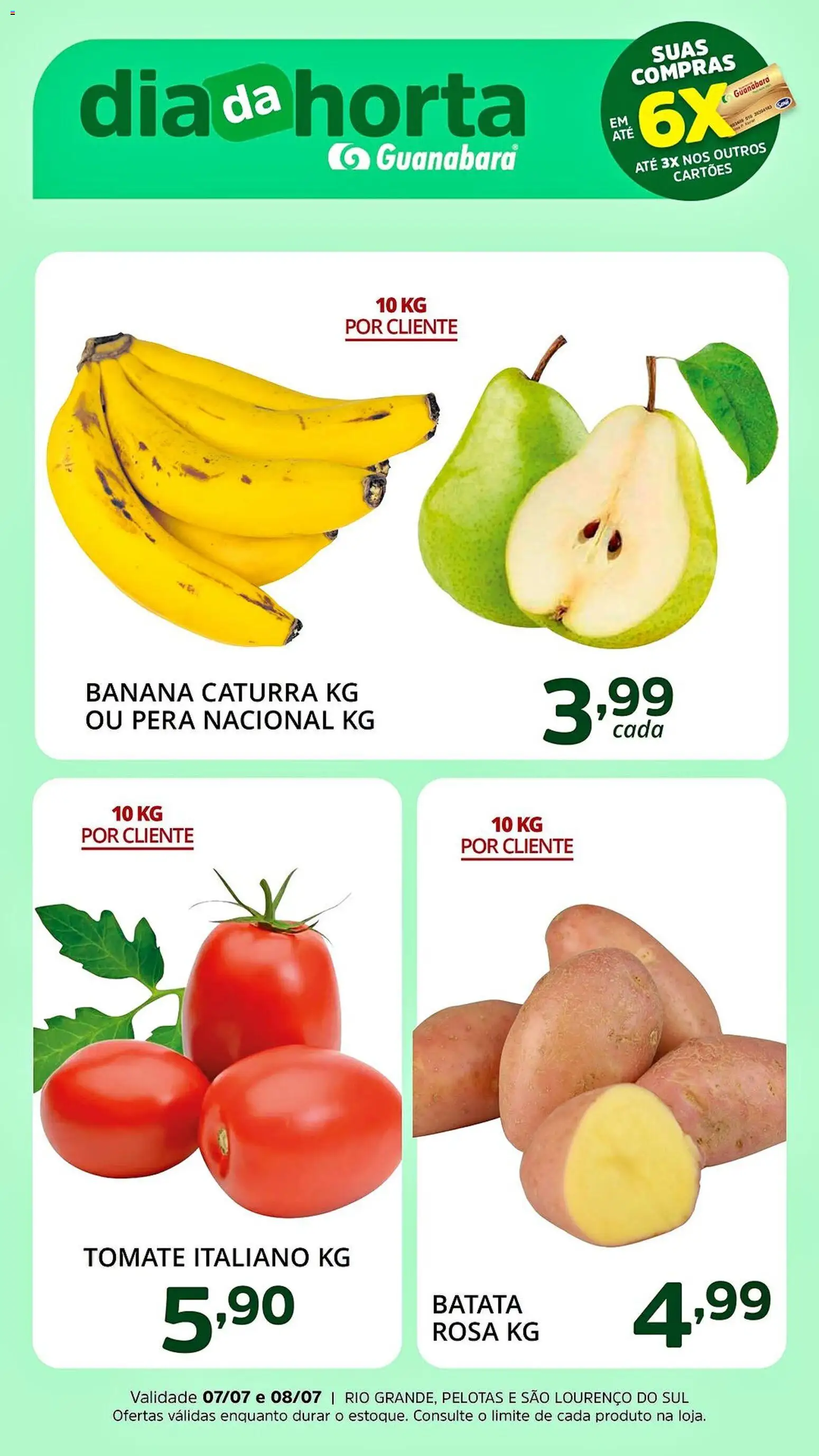 Supermercado Guanabara Folheto - válido de 07/07/2026 | Página: 2 | Produtos: Pera, Batata