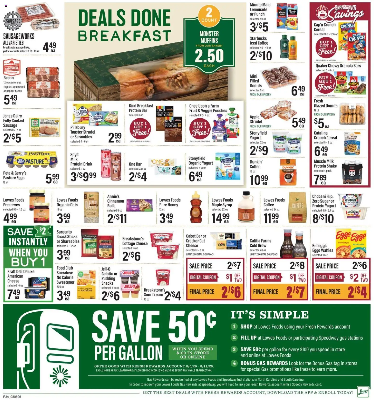 Lowes Foods Weekly Ad - valid from 08/05/2026 | Page: 4 | Products: Toaster, Yogurt, Cream, Sugar