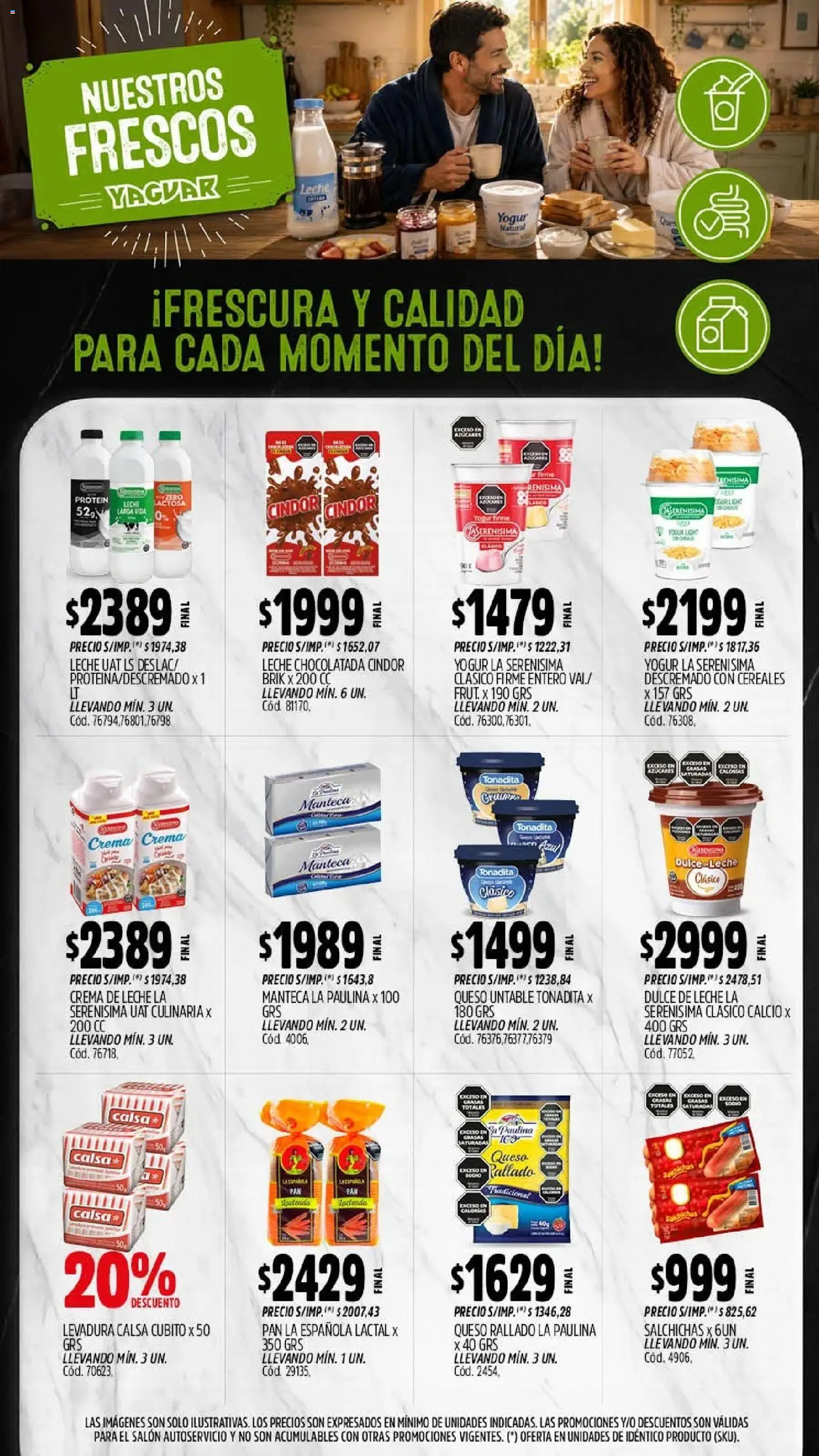 Yaguar - Oferta Semanal San Juan │ válido desde el 20/07/2026 | Página: 6 | Productos: Leche, Yogur, Pan, Chocolatada