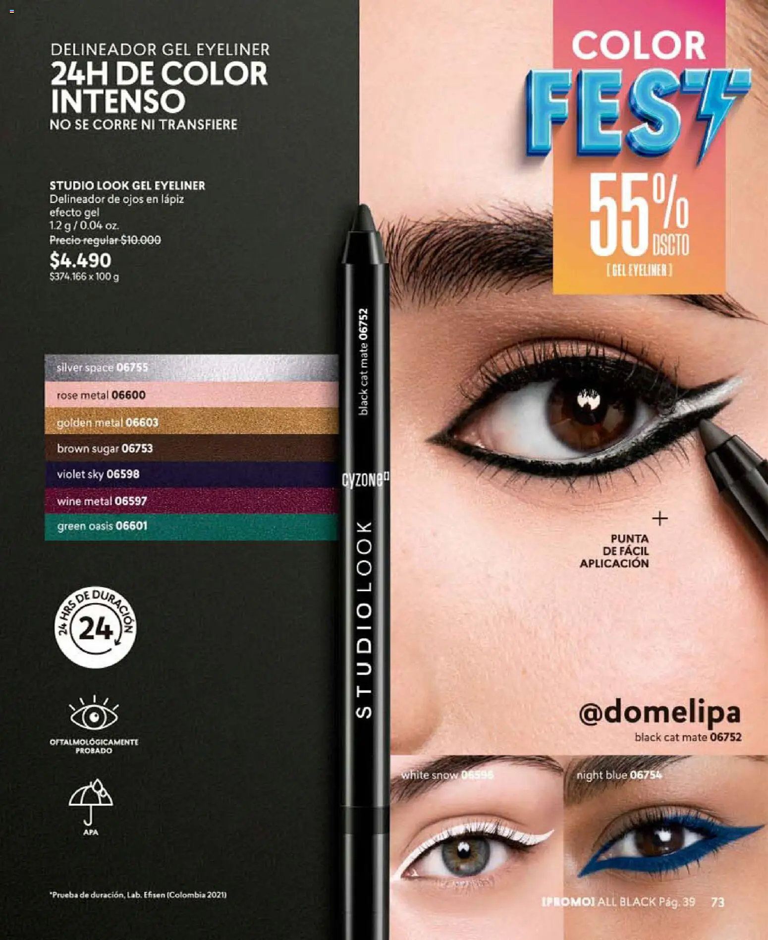 Catálogo CyZone Campaña 10 │ válido desde el 01.06.2026 | Página: 73 | Productos: Mate, Delineador de ojos, Delineador