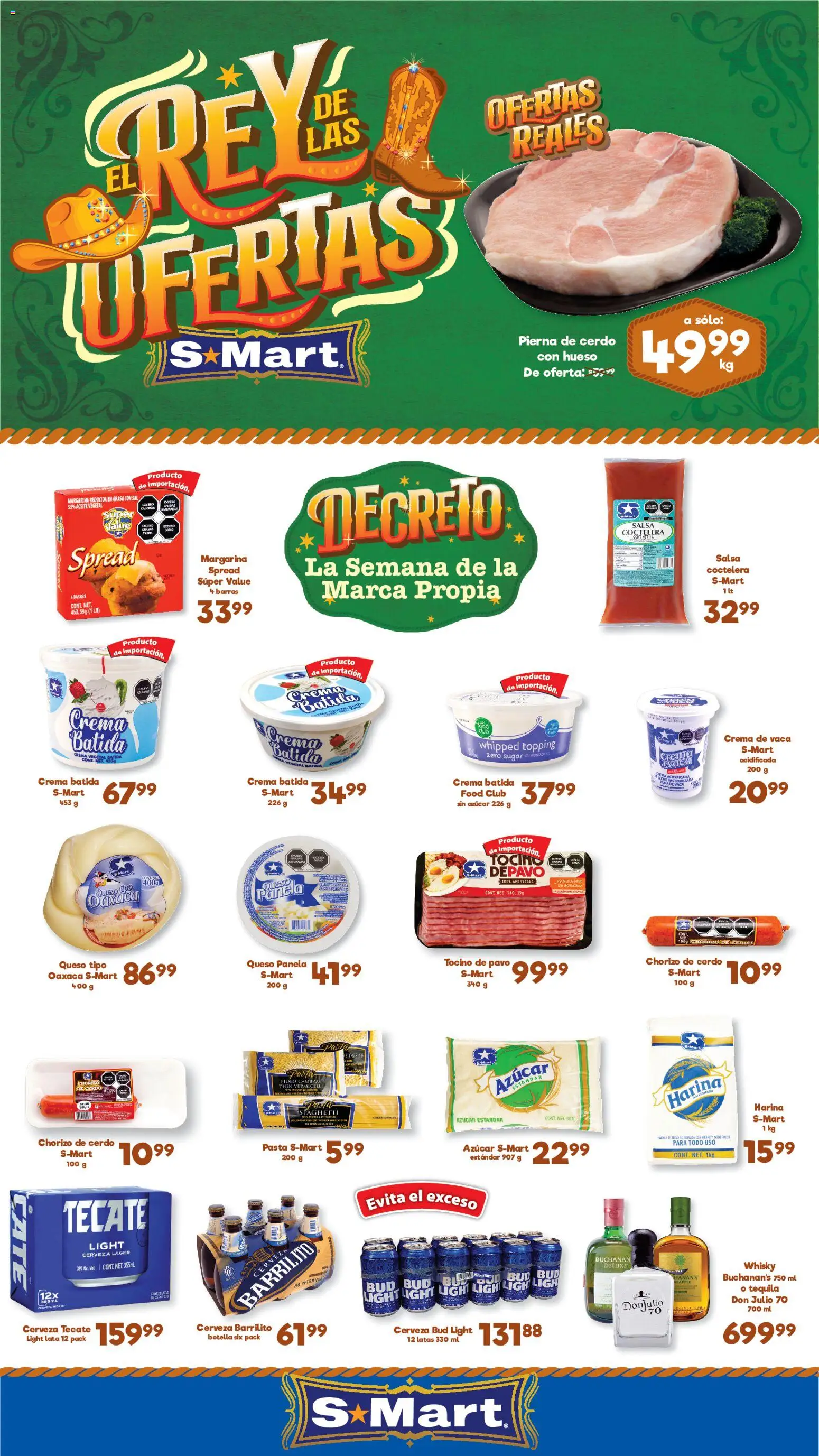 Nuevas ofertas de S-Mart válidas en toda la República Mexicana desde el 23/06/2026. ¡Encuentra las mejores ofertas en S-Mart folleto Ofertas de feria Reynosa! | Página: 1 | Productos: Queso, Cerveza, Tequila, Whisky