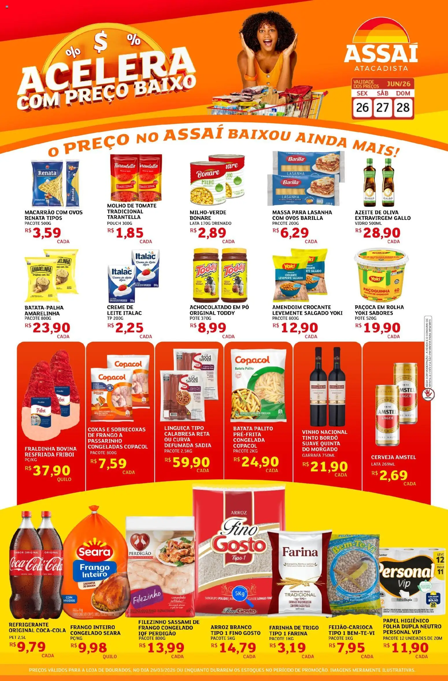 Assaí Atacadista Folheto - válido de 26/06/2026 | Página: 1 | Produtos: Amendoim, Molho de tomate, Vinho, Sal
