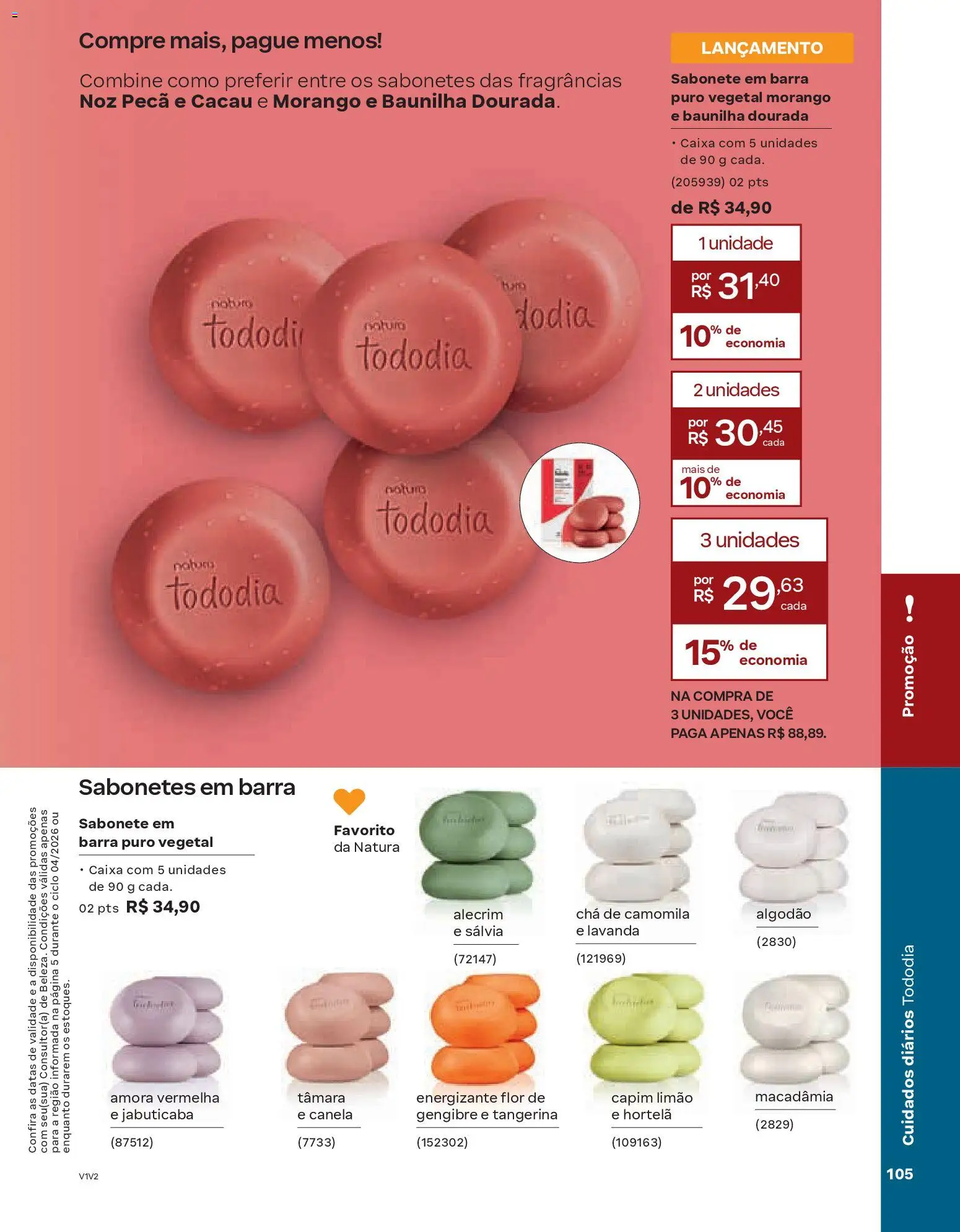 Natura Folheto - válido de 19.02.2026 | Página: 105 | Produtos: Macadâmia, Gengibre, Chá, Sabonete