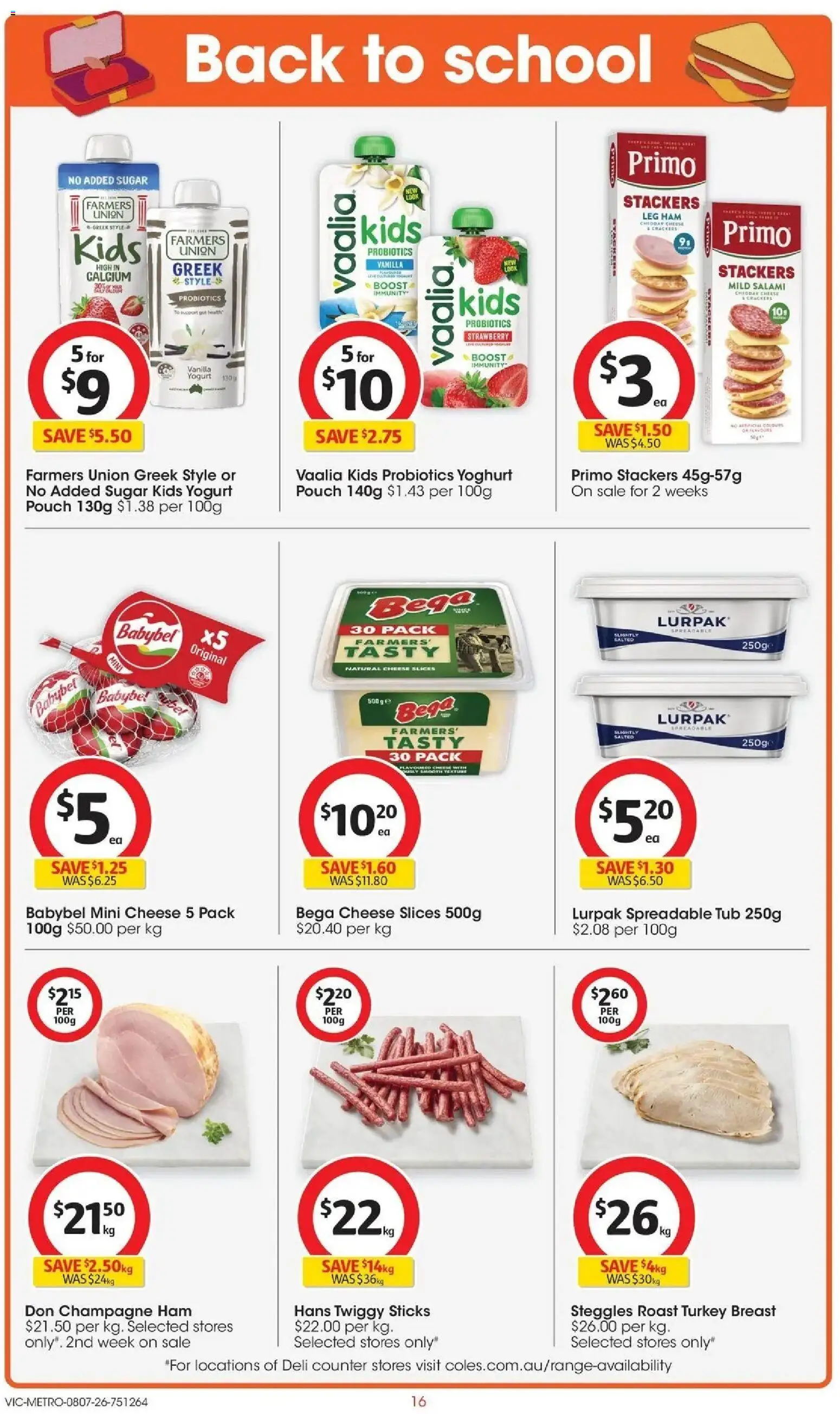 Coles catalogue - valid from 07/07/2026 | Page: 16 | Products: Yoghurt, Salami, Ham, Turkey
