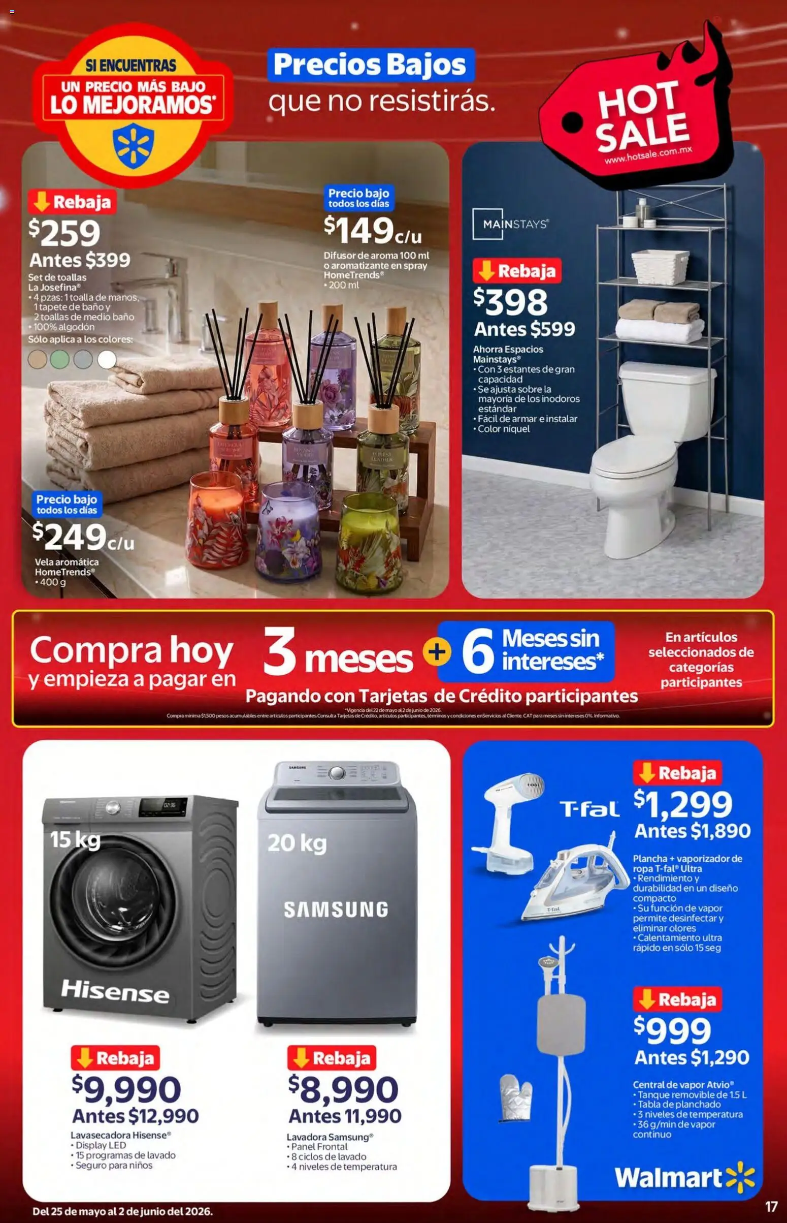 Nuevas ofertas de Walmart válidas en toda la República Mexicana desde el 25.05.2026. ¡Encuentra las mejores ofertas en Walmart Hot Sale! | Página: 16 | Productos: Vela, Ropa, Toallas, Baño