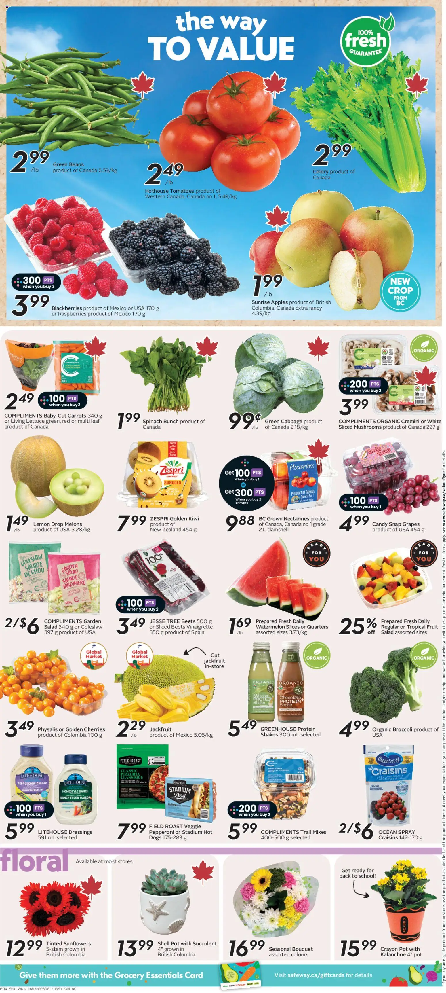 Safeway flyer valid from Aug 20, 2026 | Page: 7 | Products: Fruit, Broccoli, Carrots, Apples