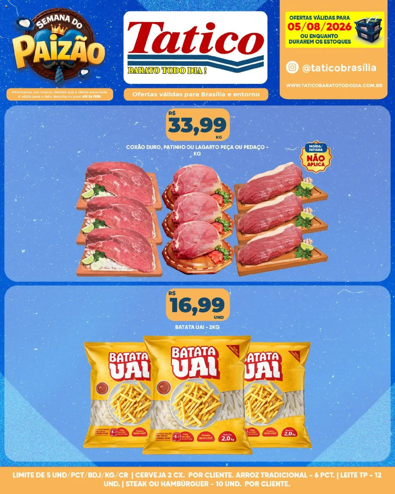 Tatico Folheto - válido de 05/08/2026 | Página: 13 | Produtos: Air fryer, Cerveja, Hambúrguer, Batata