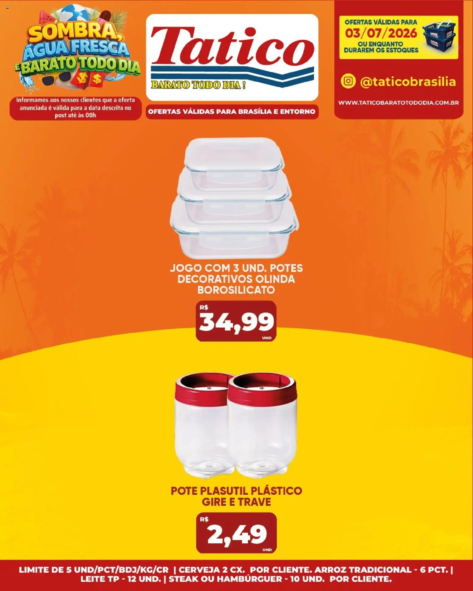 Tatico Folheto - válido de 03/07/2026 | Página: 25 | Produtos: Leite, Cerveja, Arroz, Potes