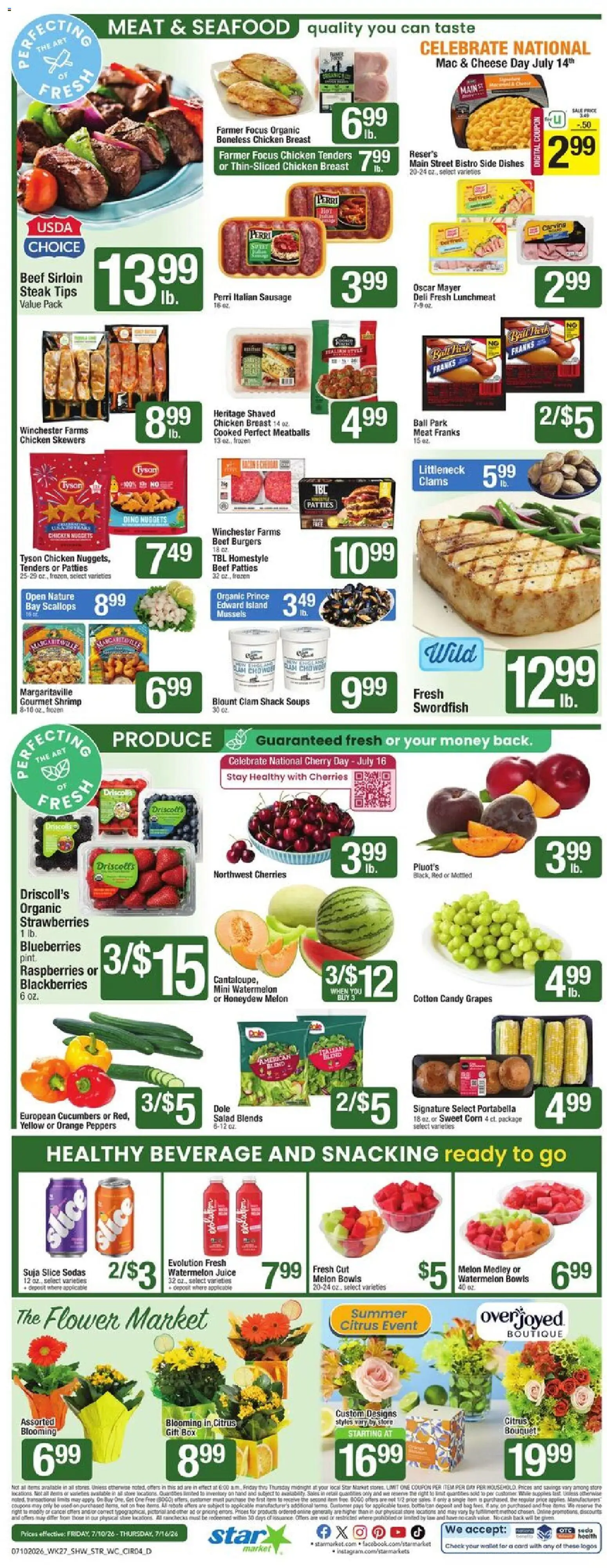 Star Market Weekly Ad - MA - valid from 07/10/2026 | Page: 4 | Products: Peppers, Juice, Sausage, Blueberries