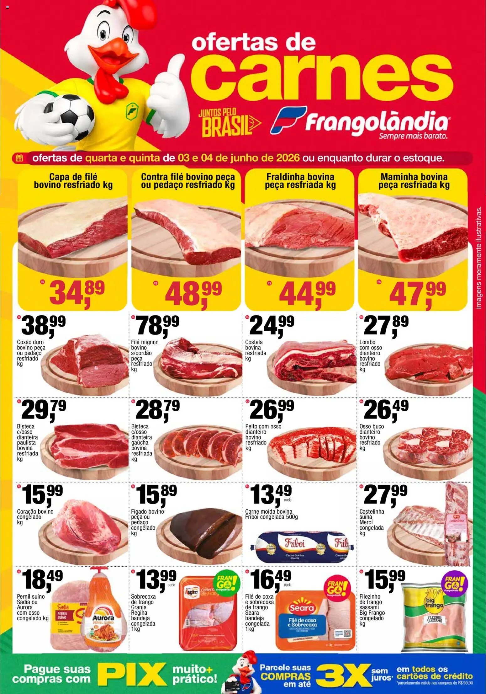 Frangolândia Folheto - válido de 03.06.2026 | Página: 1 | Produtos: Contra filé, Fraldinha, Carne, Frango